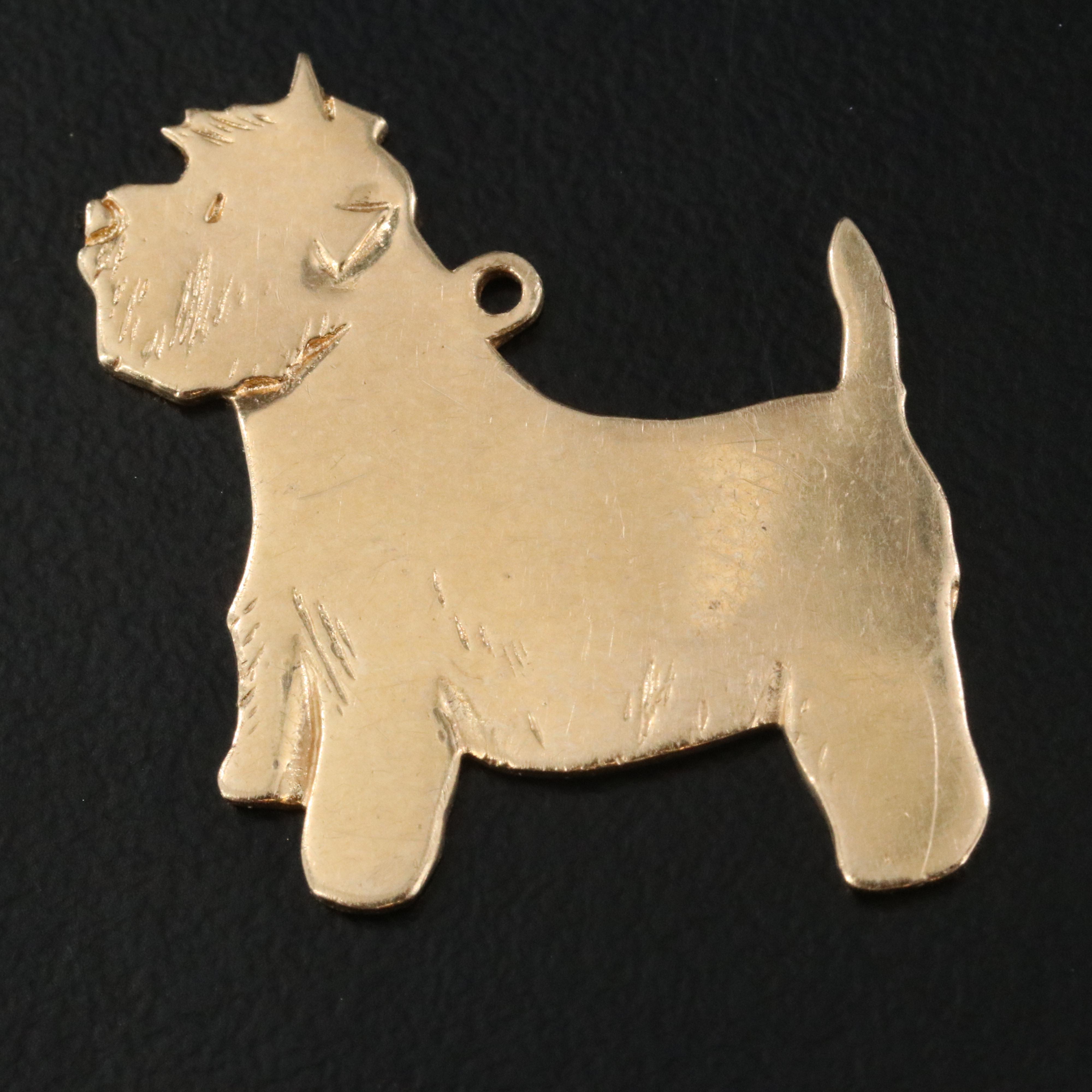 9K Baby Charm with 14K Scottie Dog, Wishbone and Key Charms