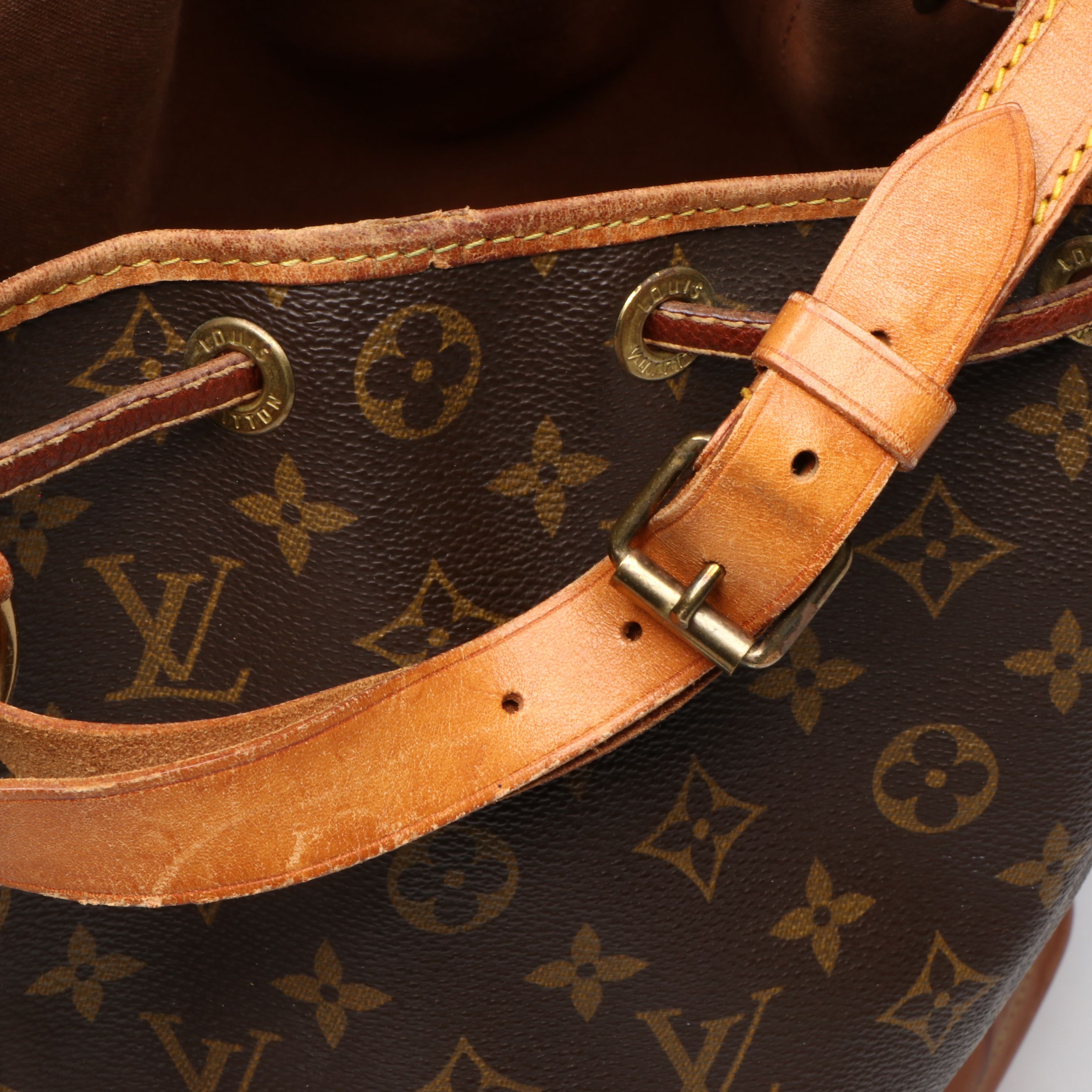 Vintage Louis Vuitton Noé Bag in Monogram Canvas and Vachetta Leather, 1980s