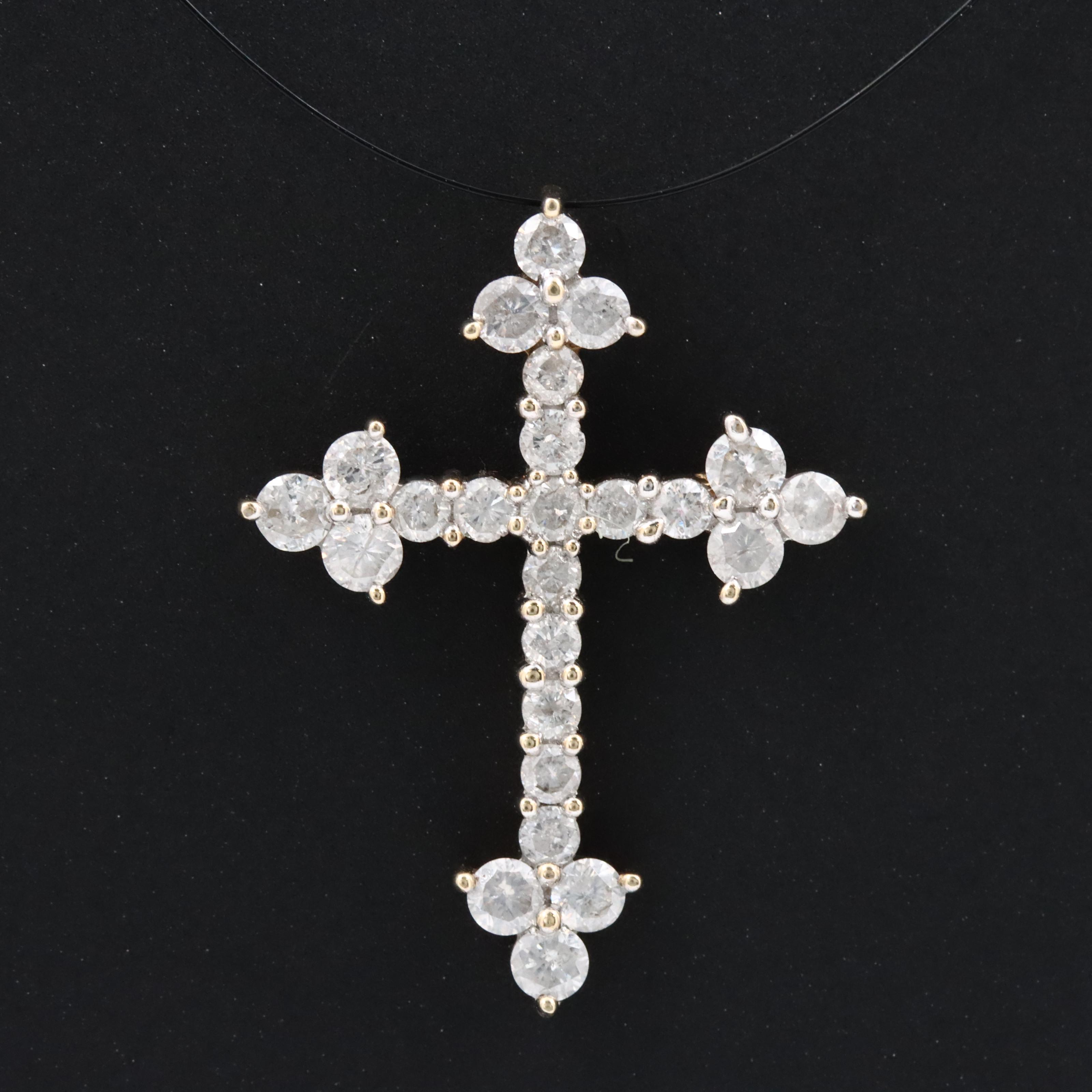 10K 1.02 CTW Diamond Cross Pendant
