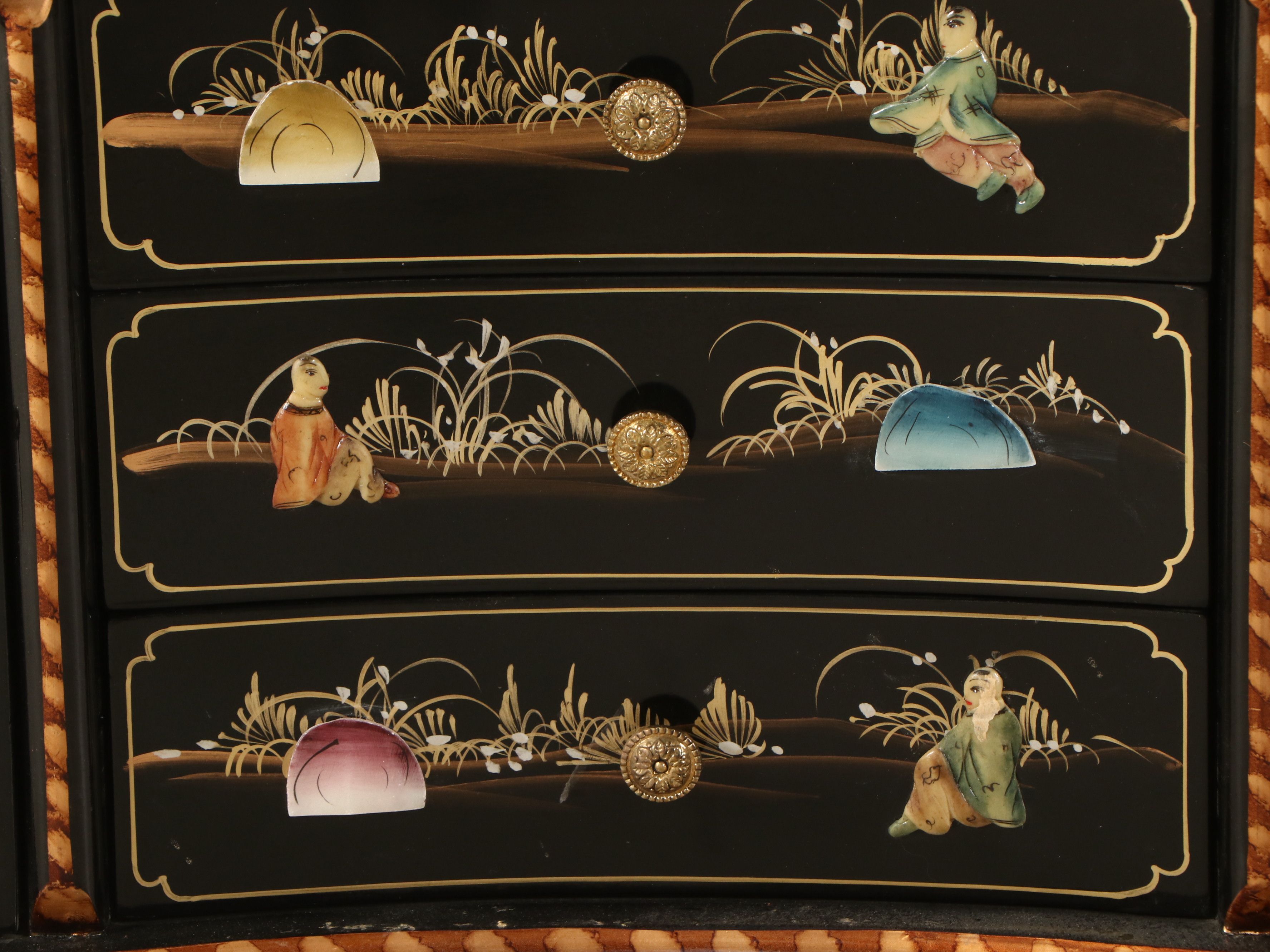 Chinese Gilt and Lacquered Wood China Cabinet, Late 20th Century