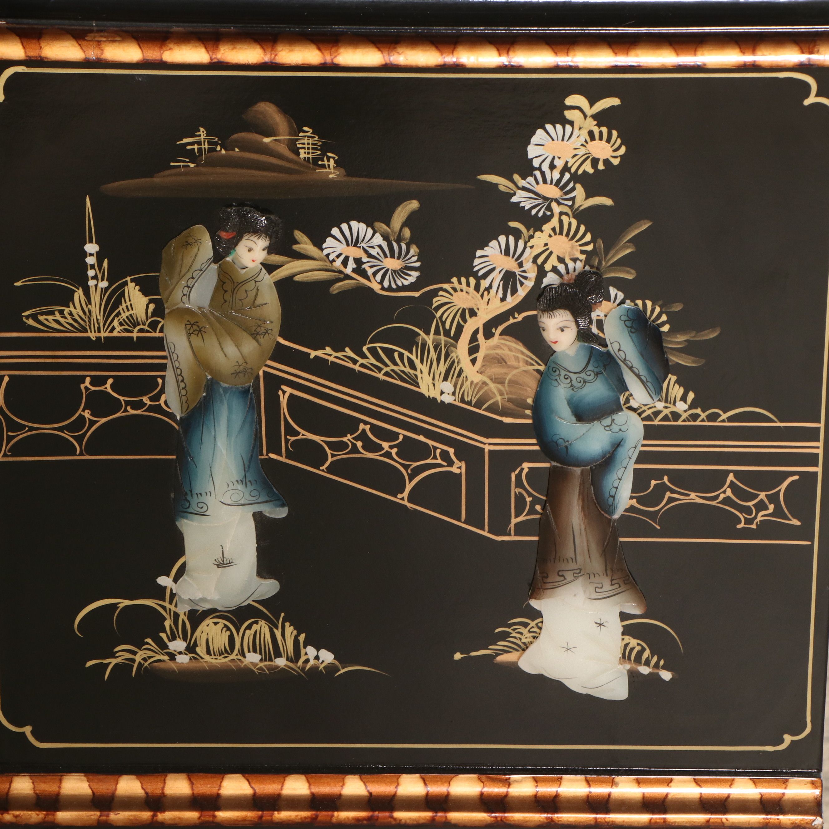 Chinese Gilt and Lacquered Wood China Cabinet, Late 20th Century