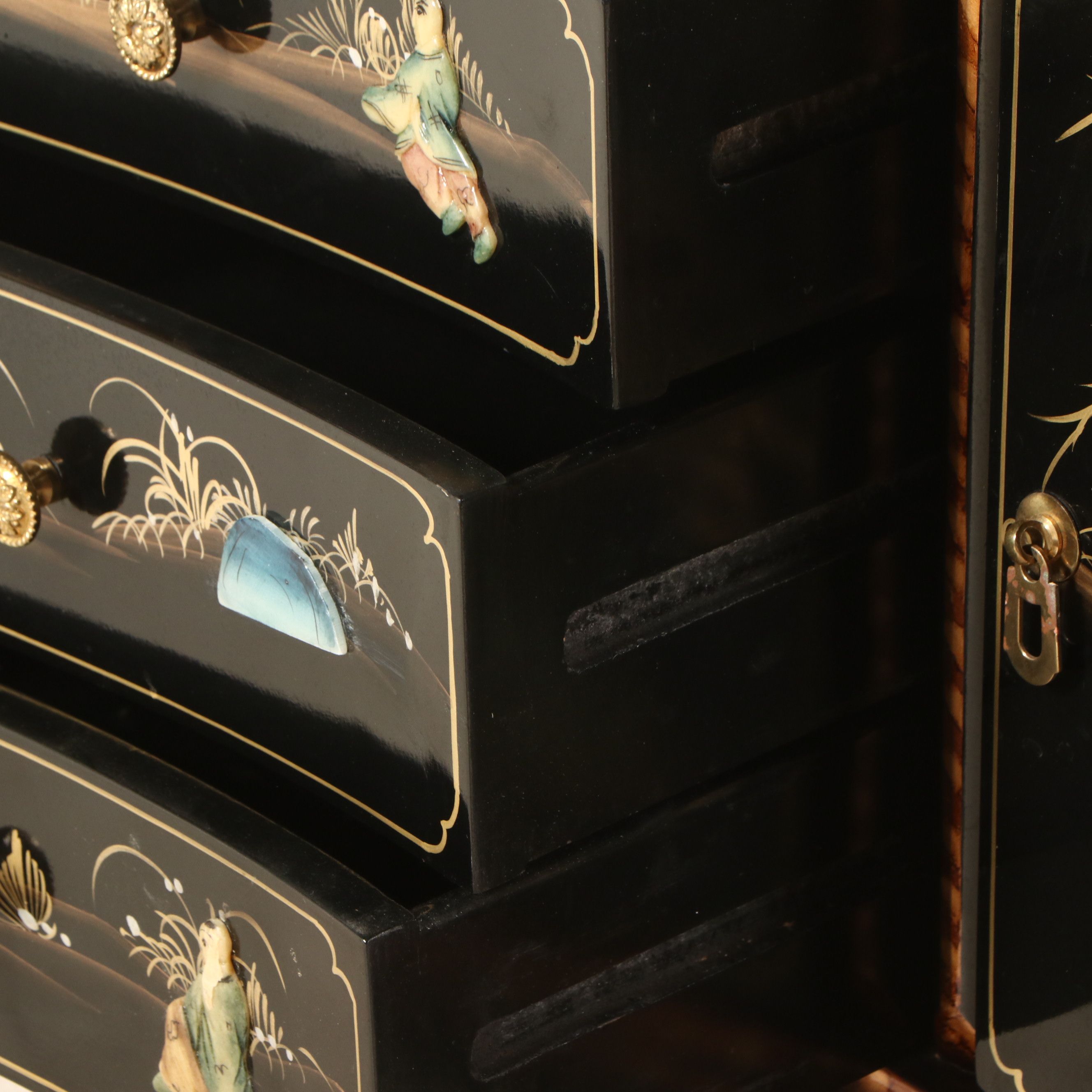 Chinese Gilt and Lacquered Wood China Cabinet, Late 20th Century