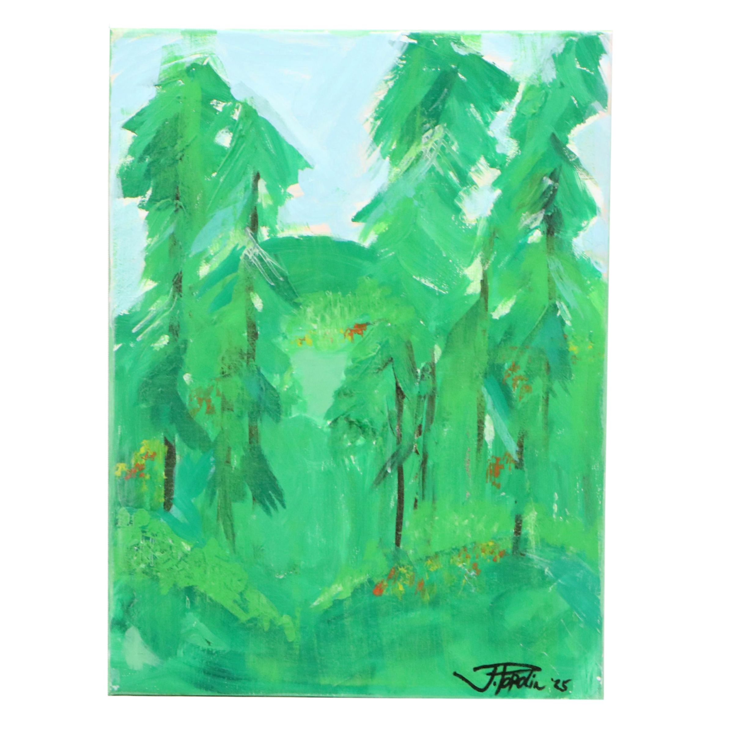 J. Popolin Acrylic Painting "Summer In Vermont," 2025