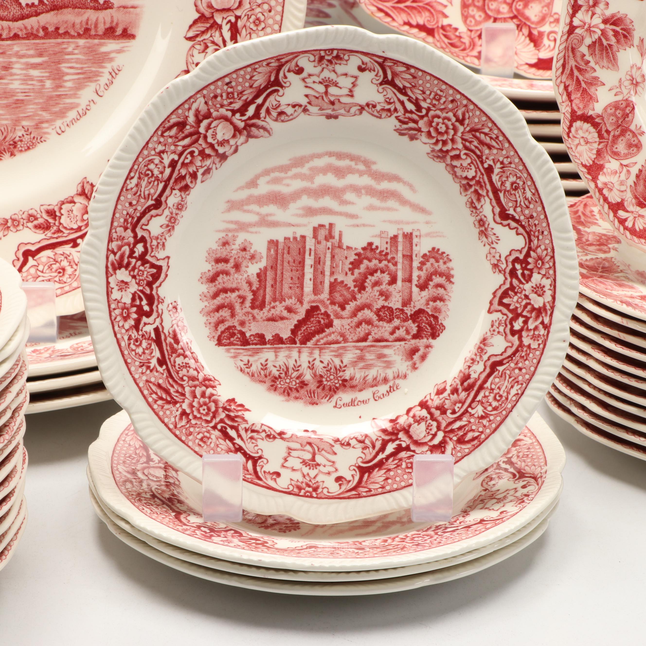 Johnson Bros. "Strawberry Fair," Royal Swan "Historic Castles" Pink Dinnerware