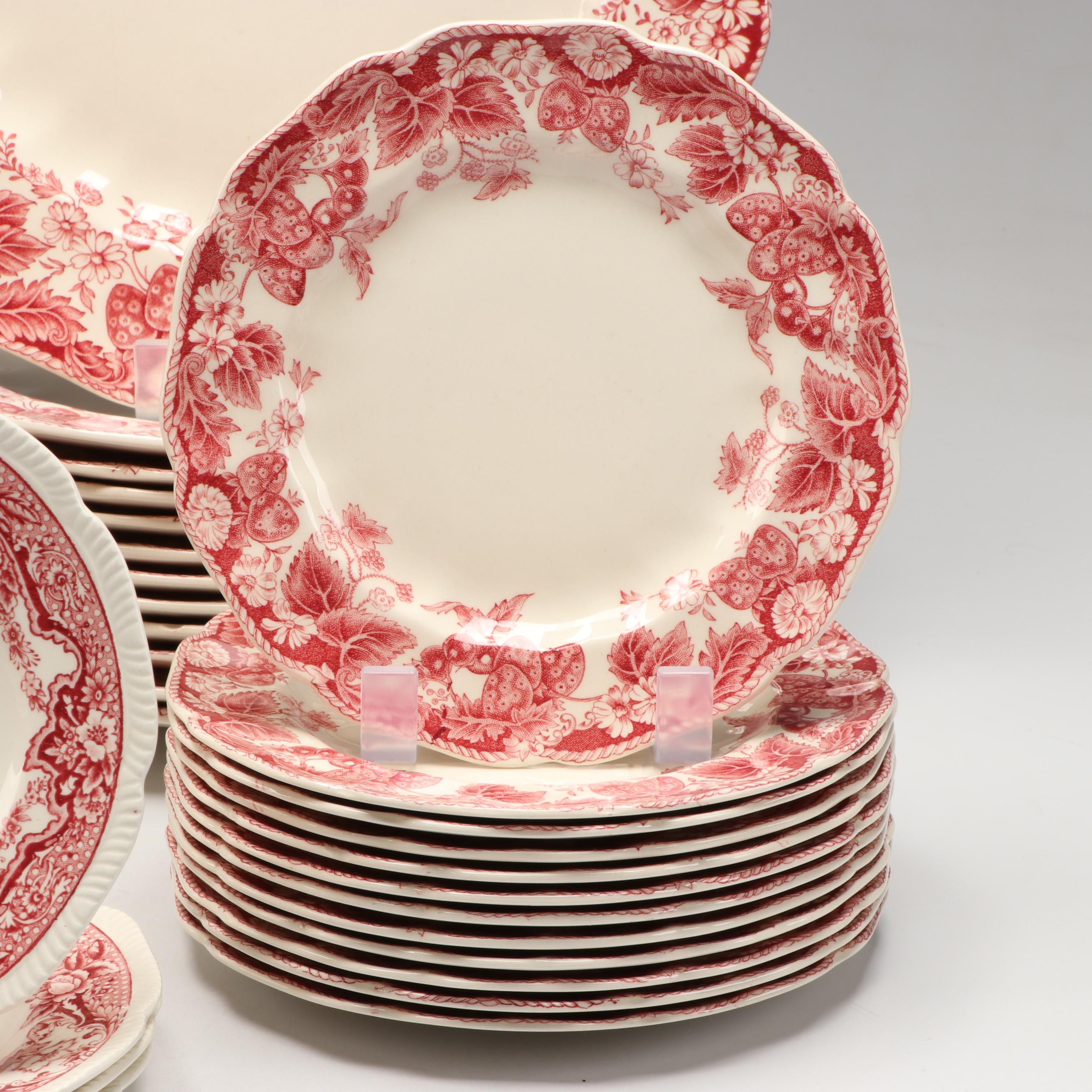 Johnson Bros. "Strawberry Fair," Royal Swan "Historic Castles" Pink Dinnerware