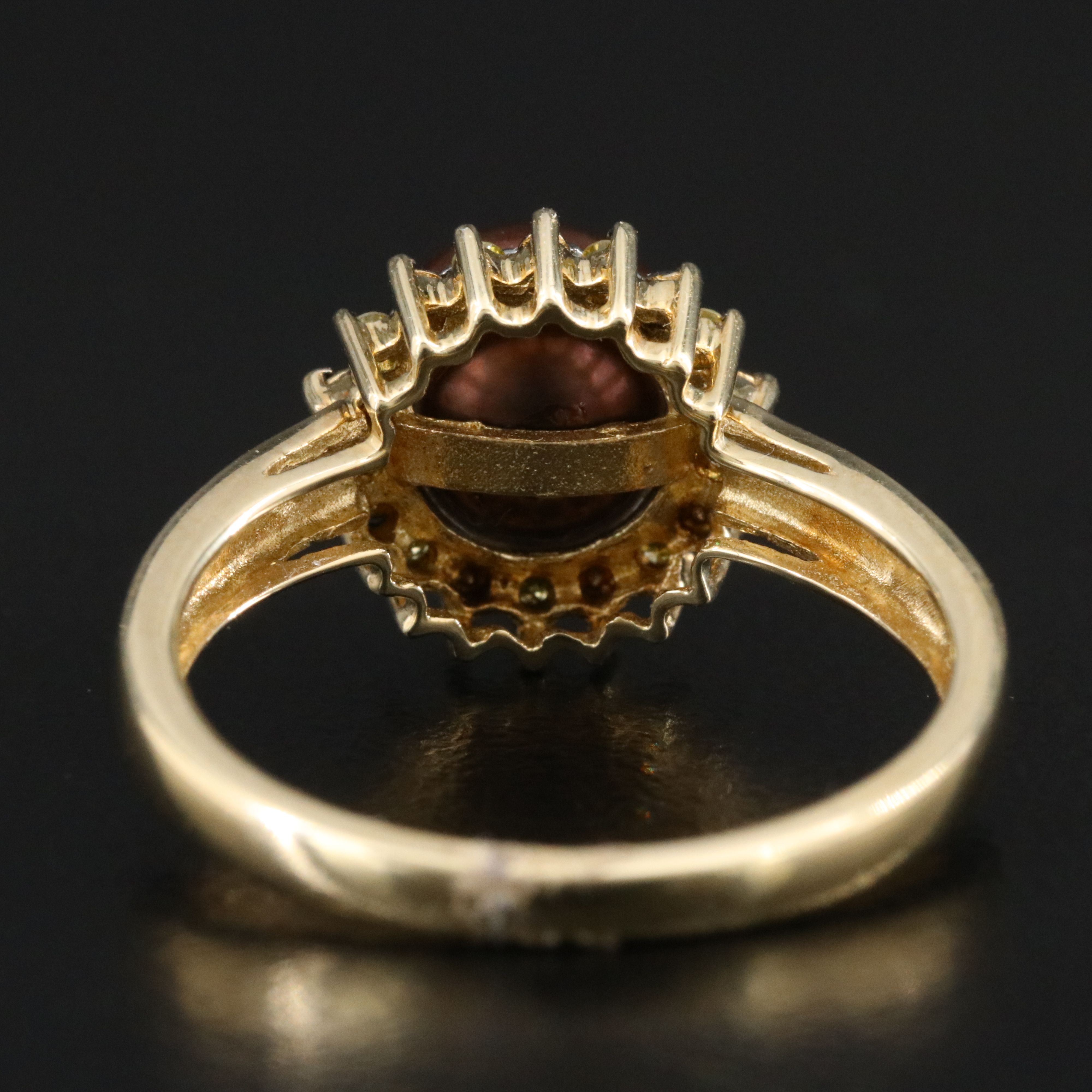 10K Pearl and Fancy Yellow Diamond Ring