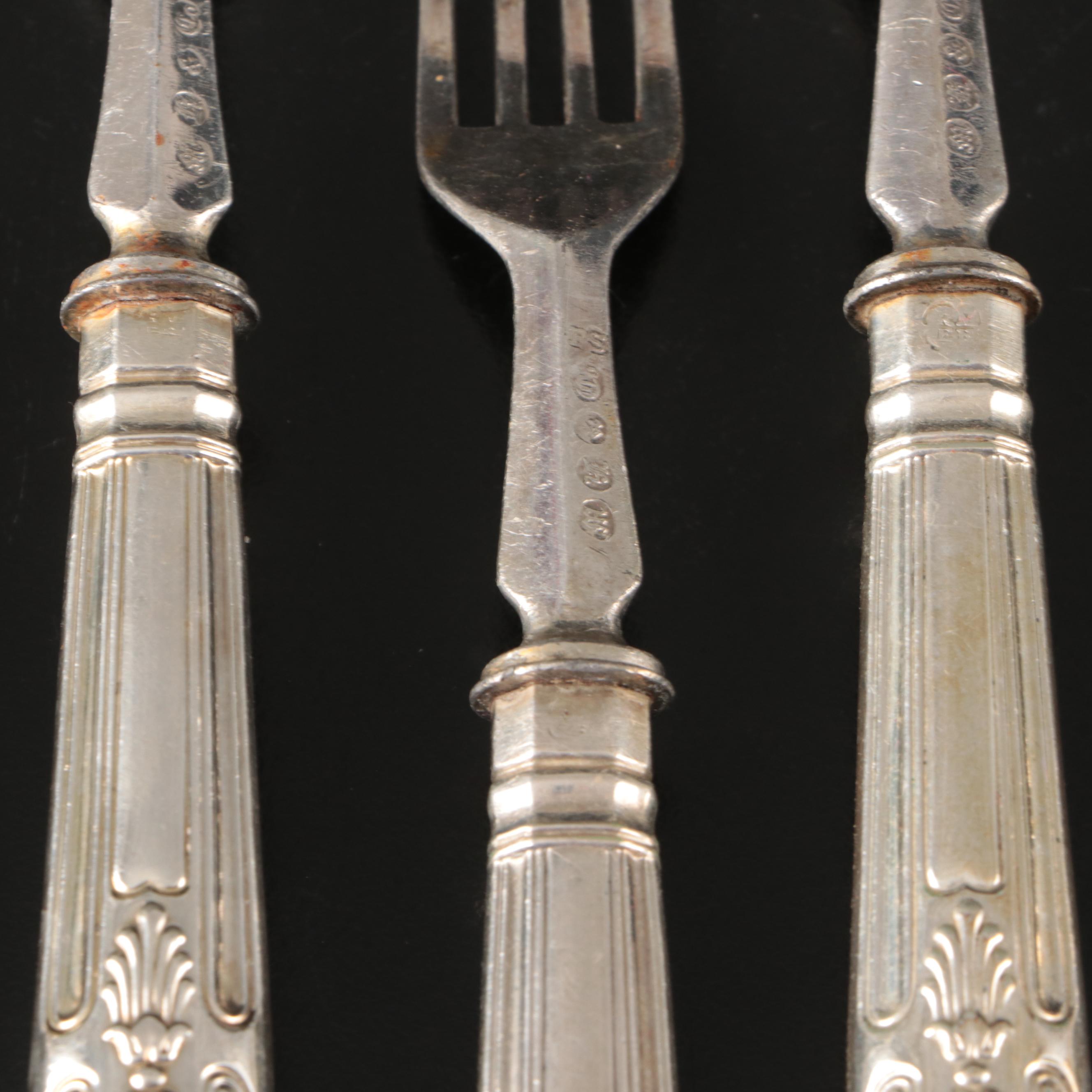 Martin, Hall & Co English Silver Plate King's Handle Dessert Set, 19th Century