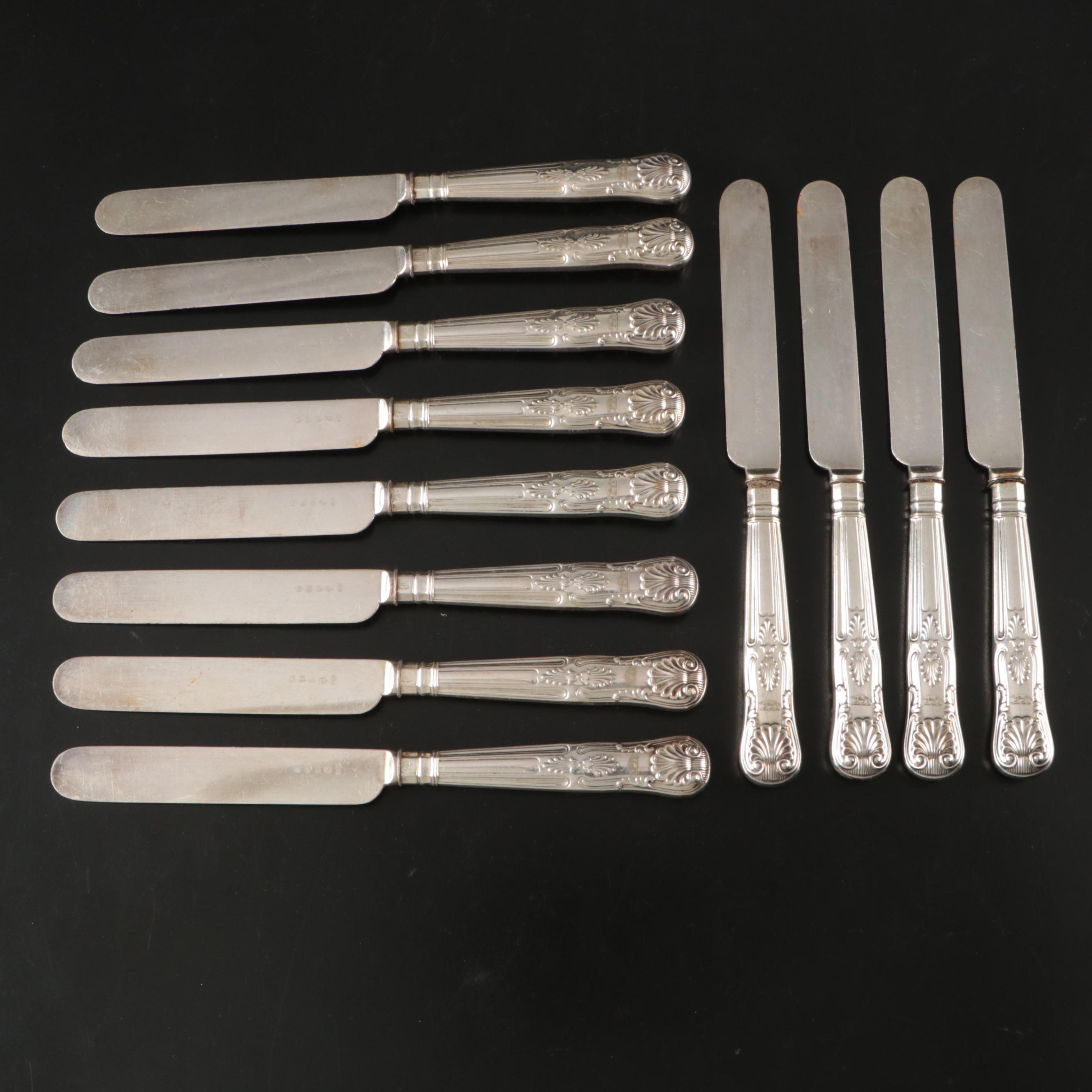 Martin, Hall & Co English Silver Plate King's Handle Dessert Set, 19th Century