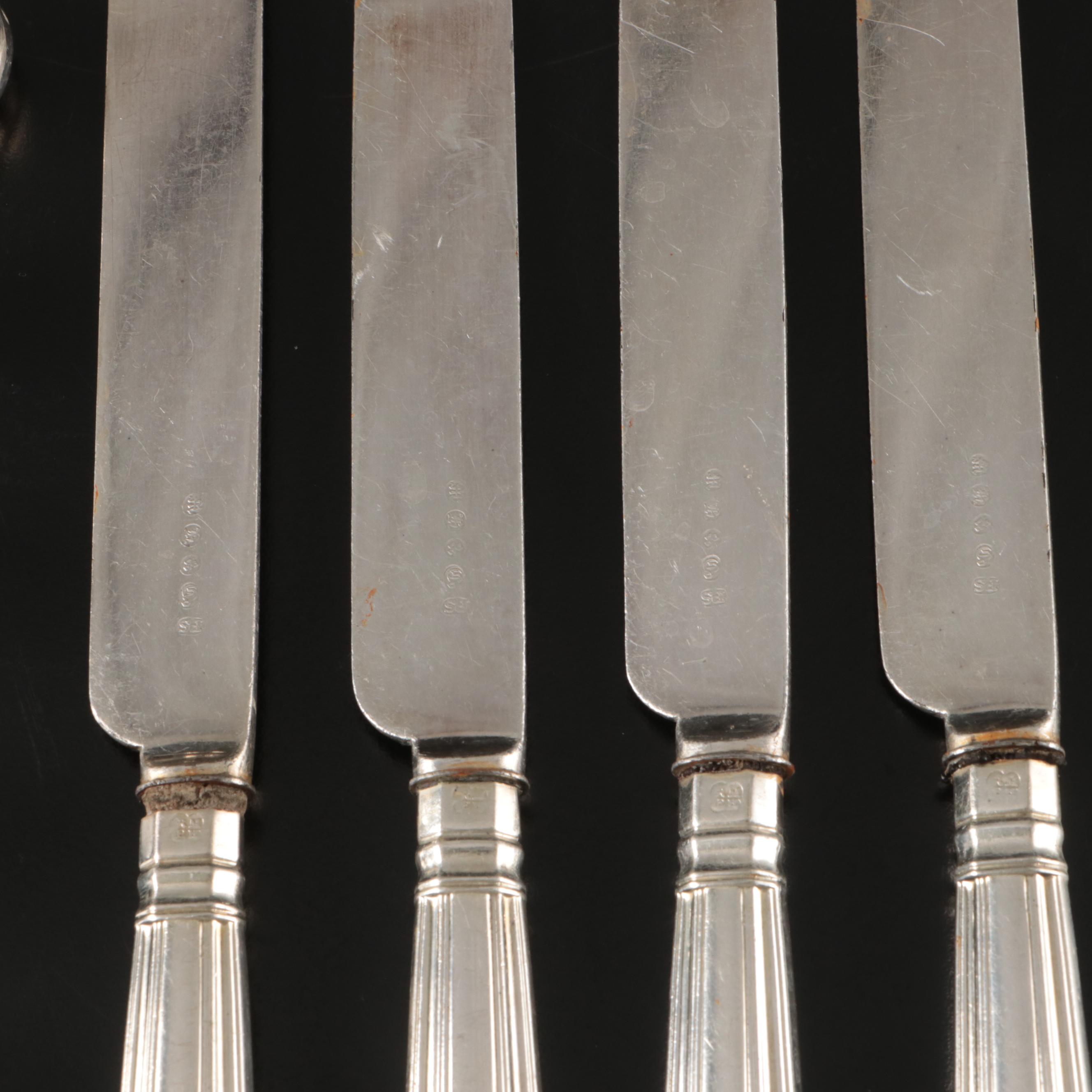 Martin, Hall & Co English Silver Plate King's Handle Dessert Set, 19th Century