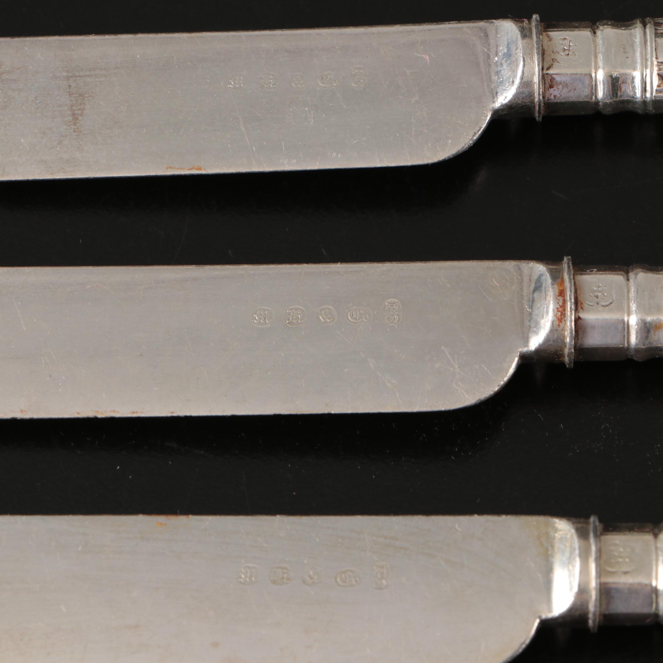 Martin, Hall & Co English Silver Plate King's Handle Dessert Set, 19th Century