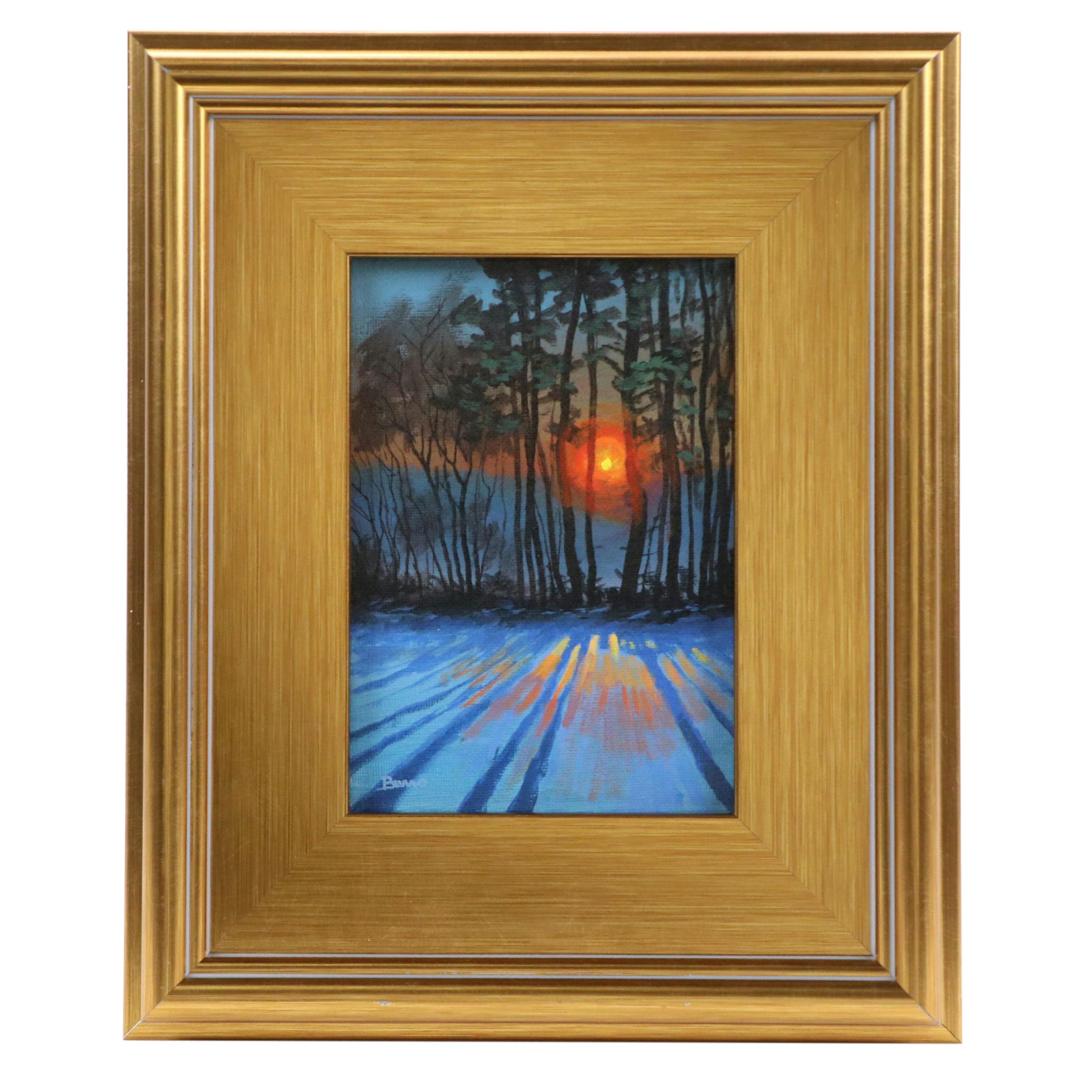 Douglas "Bumo" Johnpeer Acrylic Winter Landscape Painting, 2025