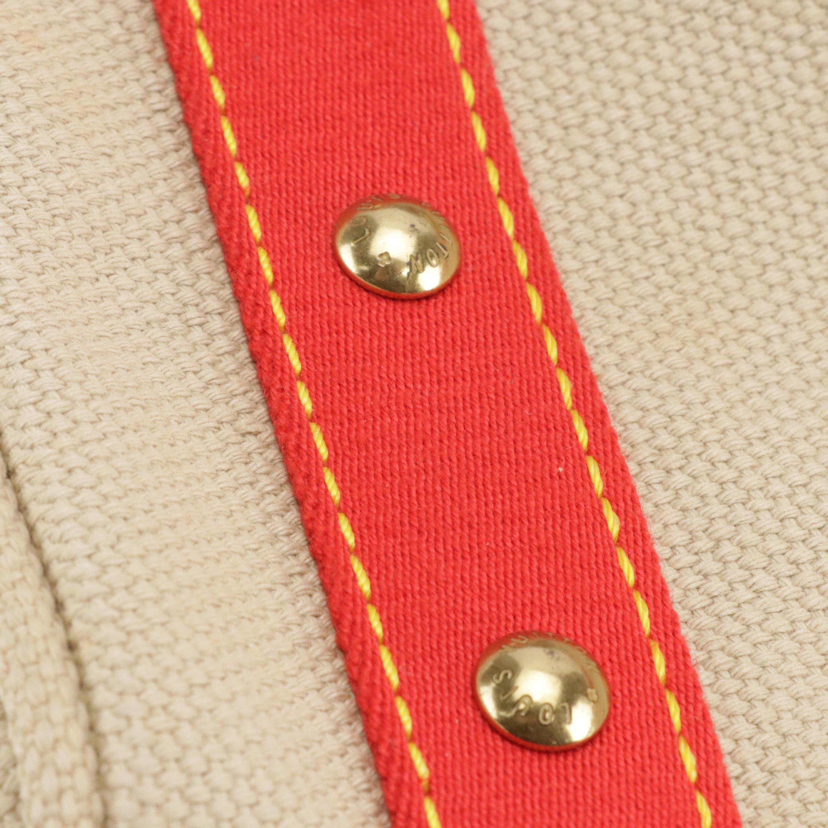 Louis Vuitton Antigua Cabas PM Tote in Beige and Red Toile Canvas