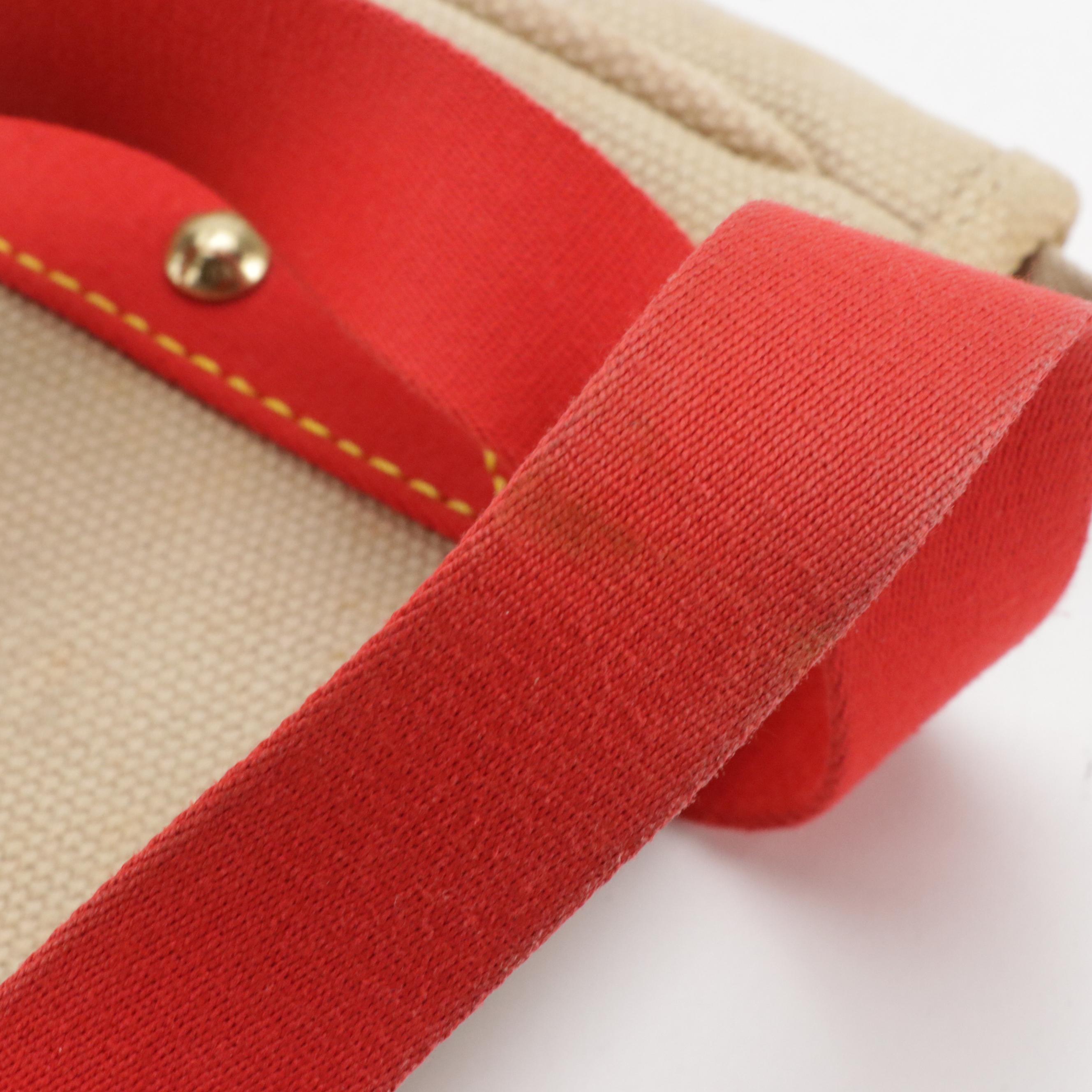 Louis Vuitton Antigua Cabas PM Tote in Beige and Red Toile Canvas