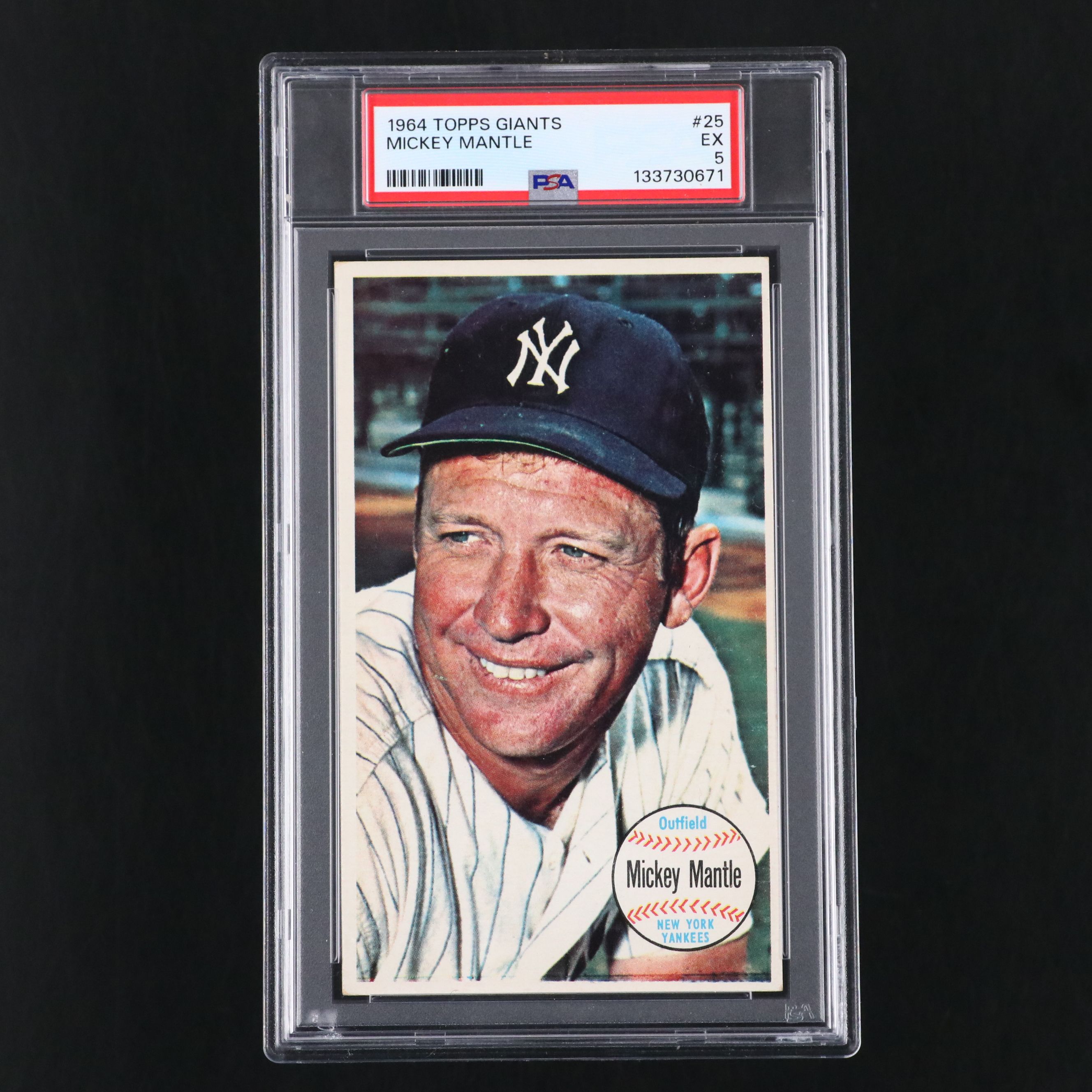 1964 Topps Giants Mickey Mantle New York Yankees Baseball Card Graded PSA 6
