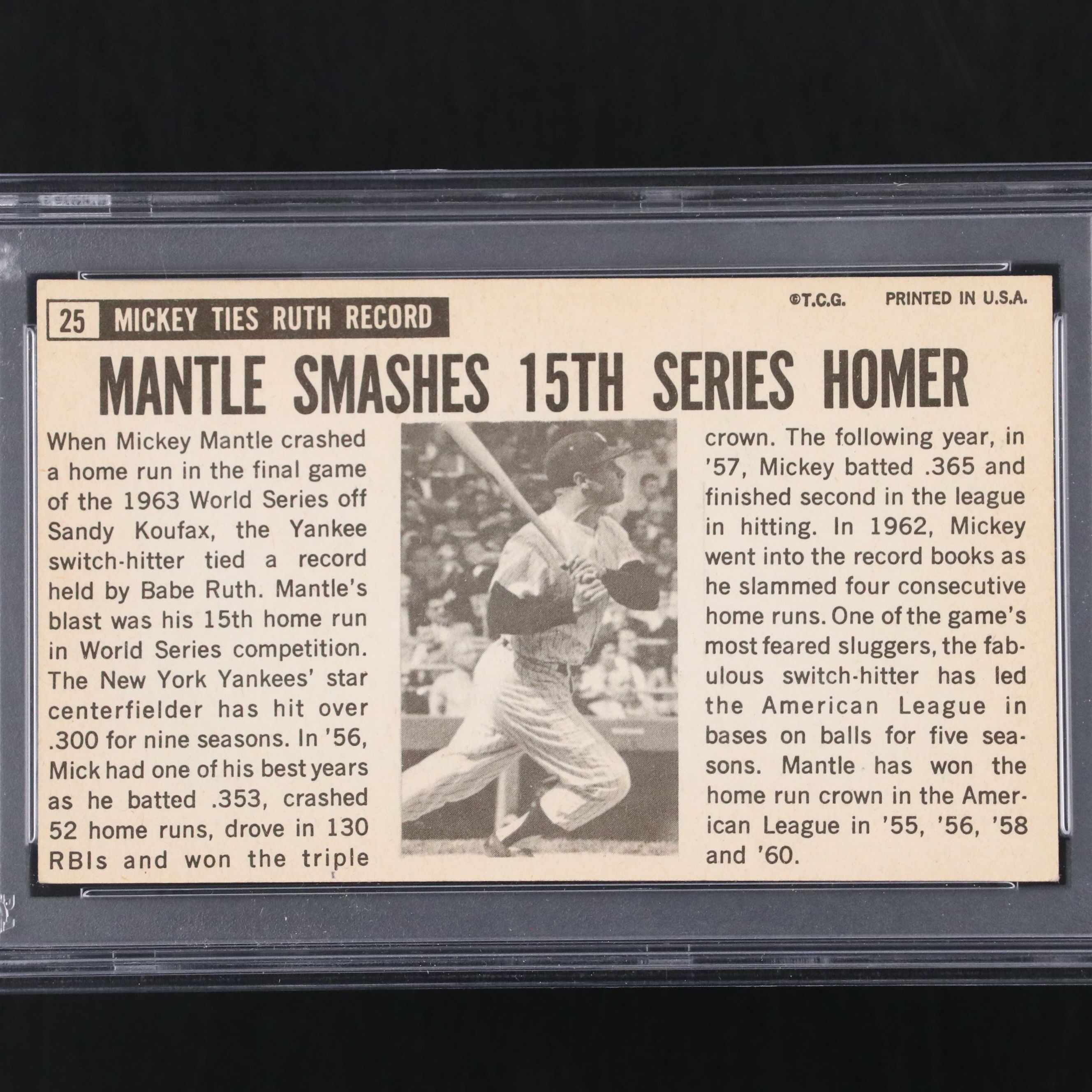 1964 Topps Giants Mickey Mantle New York Yankees Baseball Card Graded PSA 6