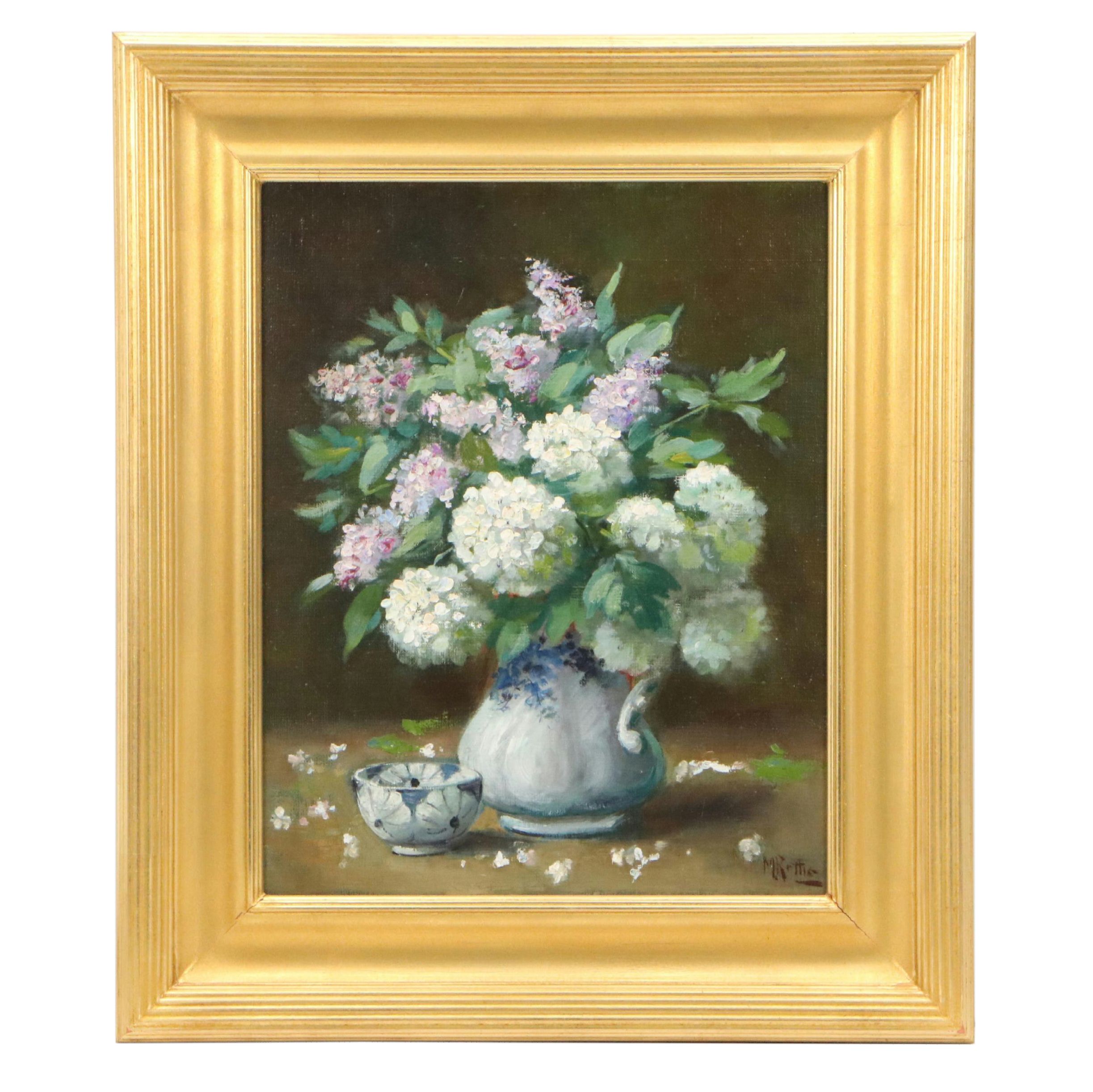 Martin Rettig Floral Still Life Oil Painting, Circa 1940