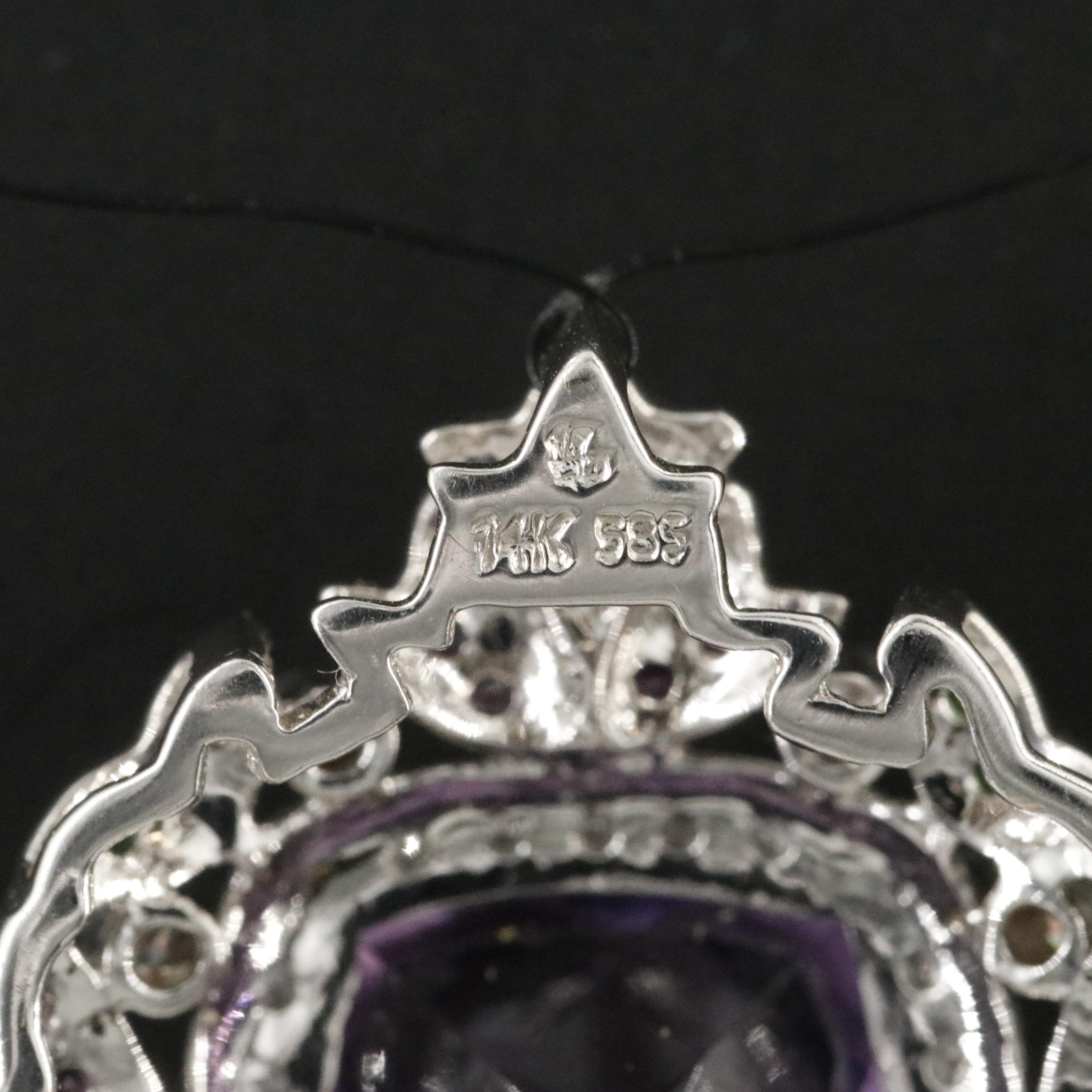 14K Amethyst, Diamond and Gemstone Girandole Pendant