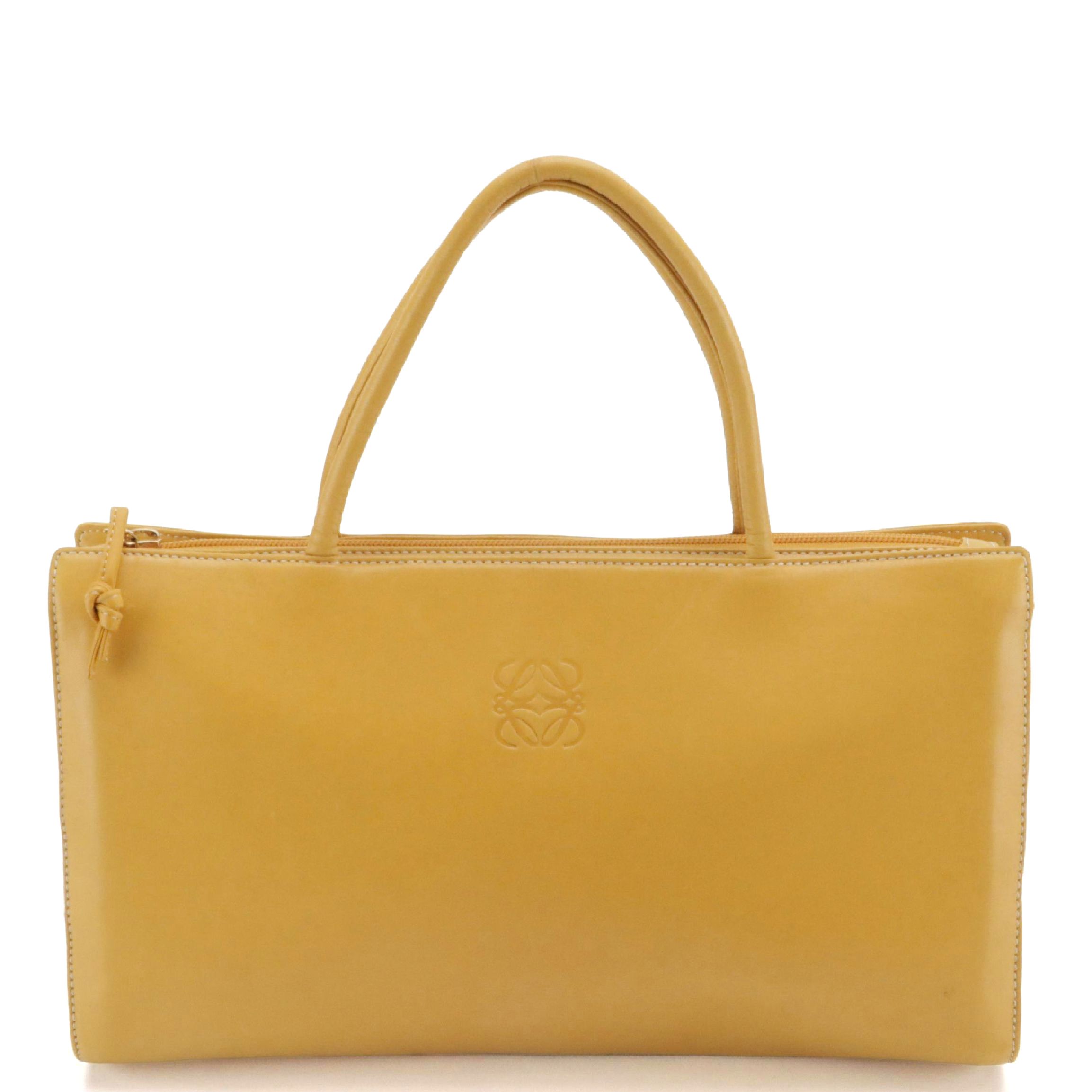 Loewe Zippered Anagram Handbag in Golden Yellow Lambskin Leather