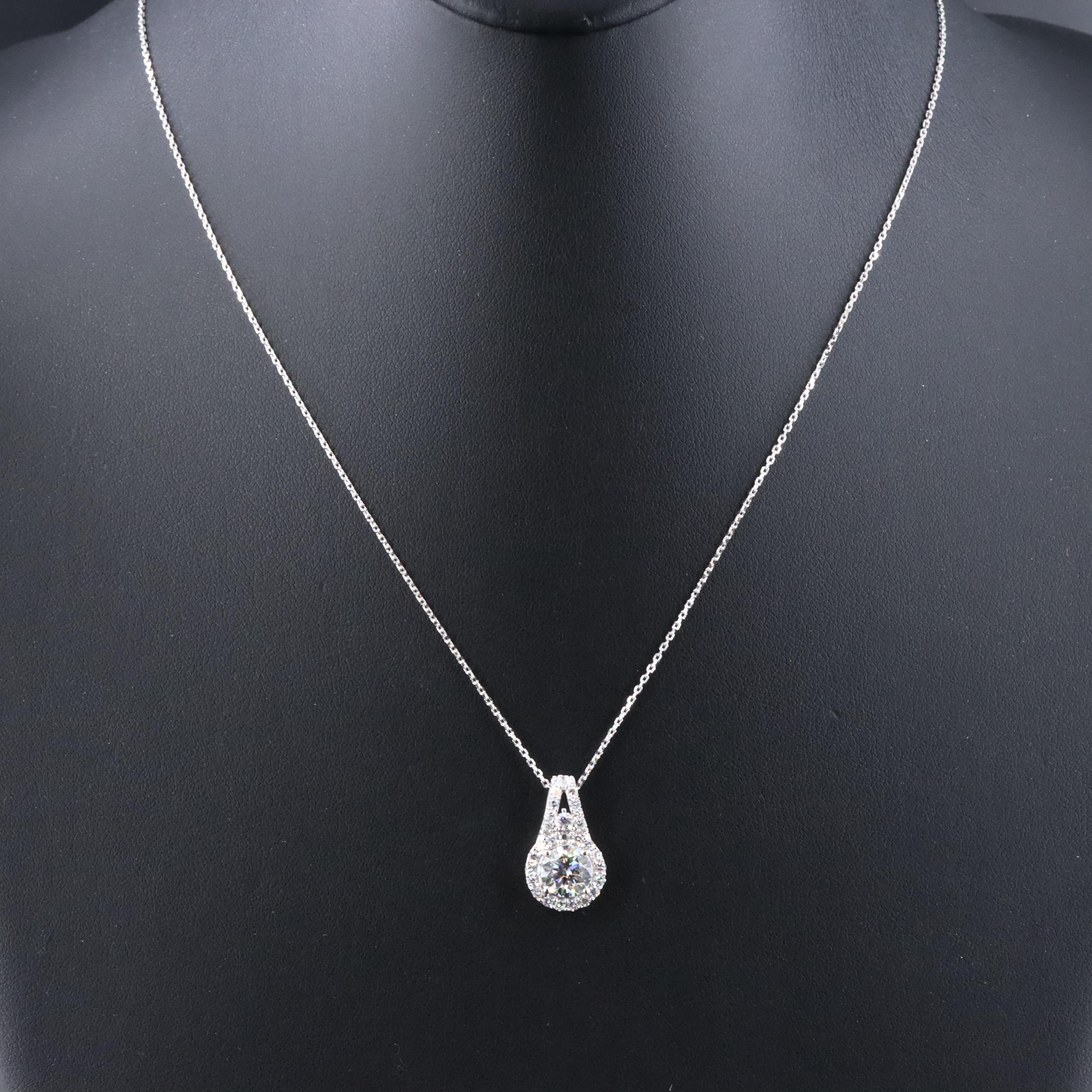 14K 2.03 CTW Lab Grown Diamond Necklace with Online GIA Report