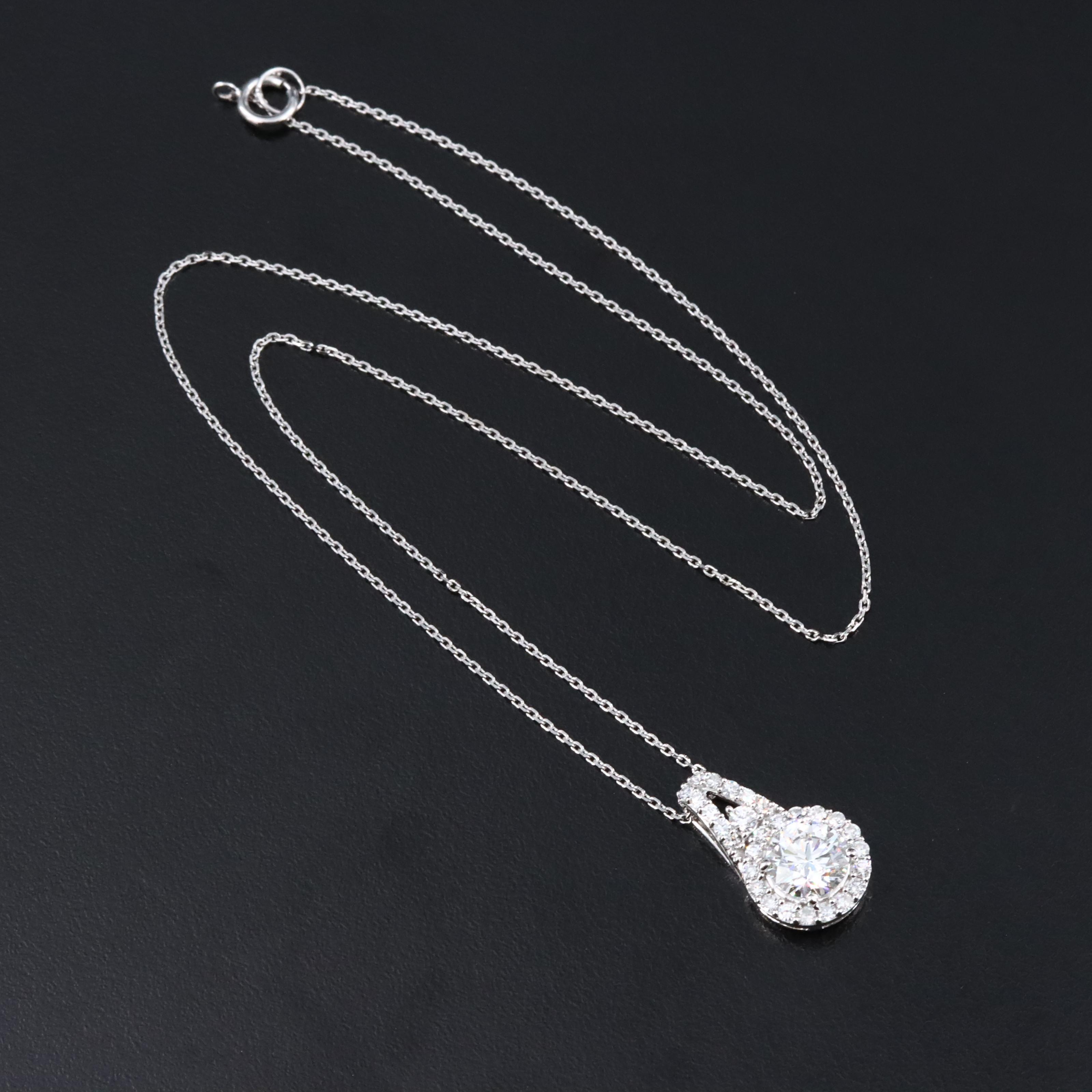 14K 2.03 CTW Lab Grown Diamond Necklace with Online GIA Report