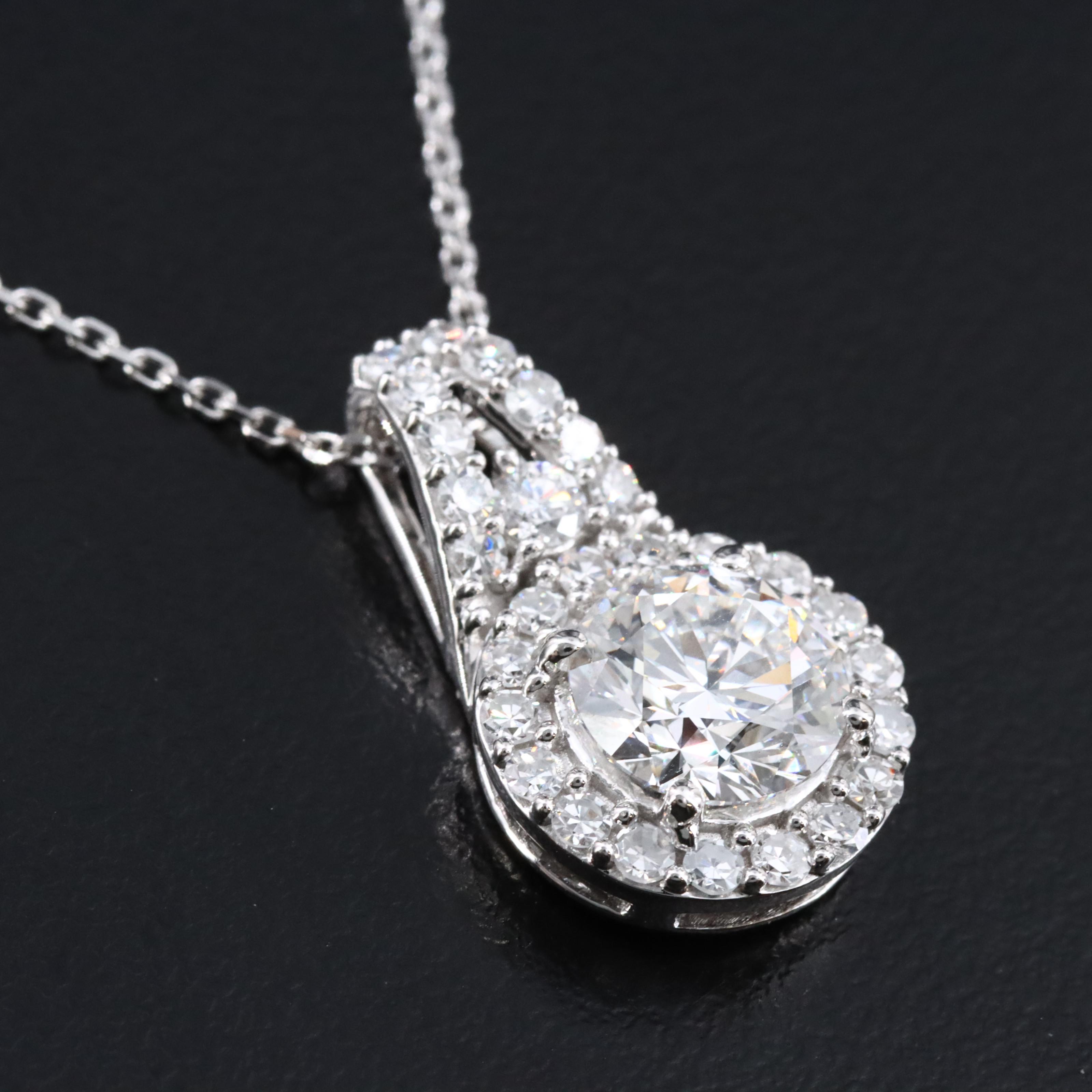 14K 2.03 CTW Lab Grown Diamond Necklace with Online GIA Report