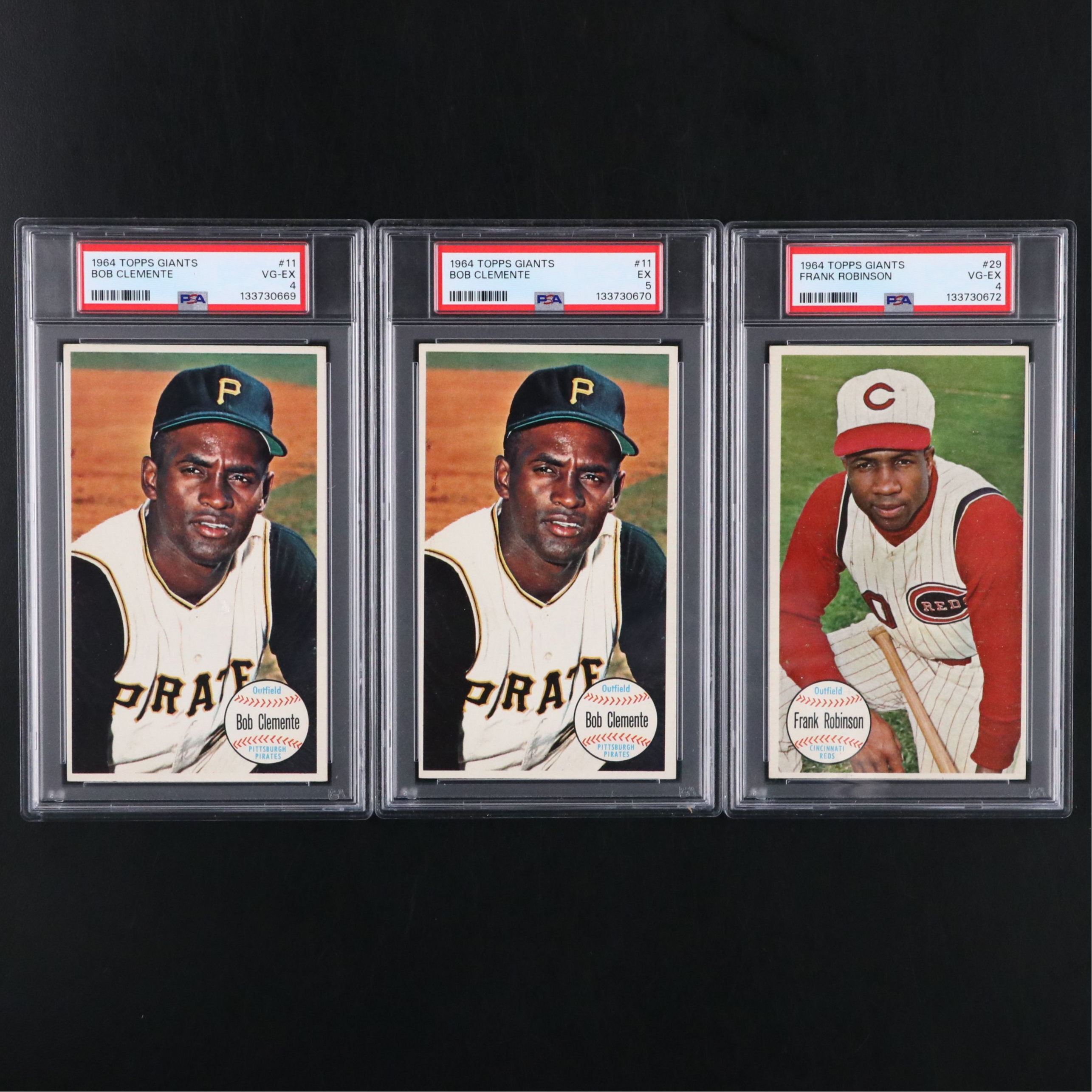 Vintage PSA Graded 1964 Topps Roberto Clemente and Frank Robinson Baseball Cards