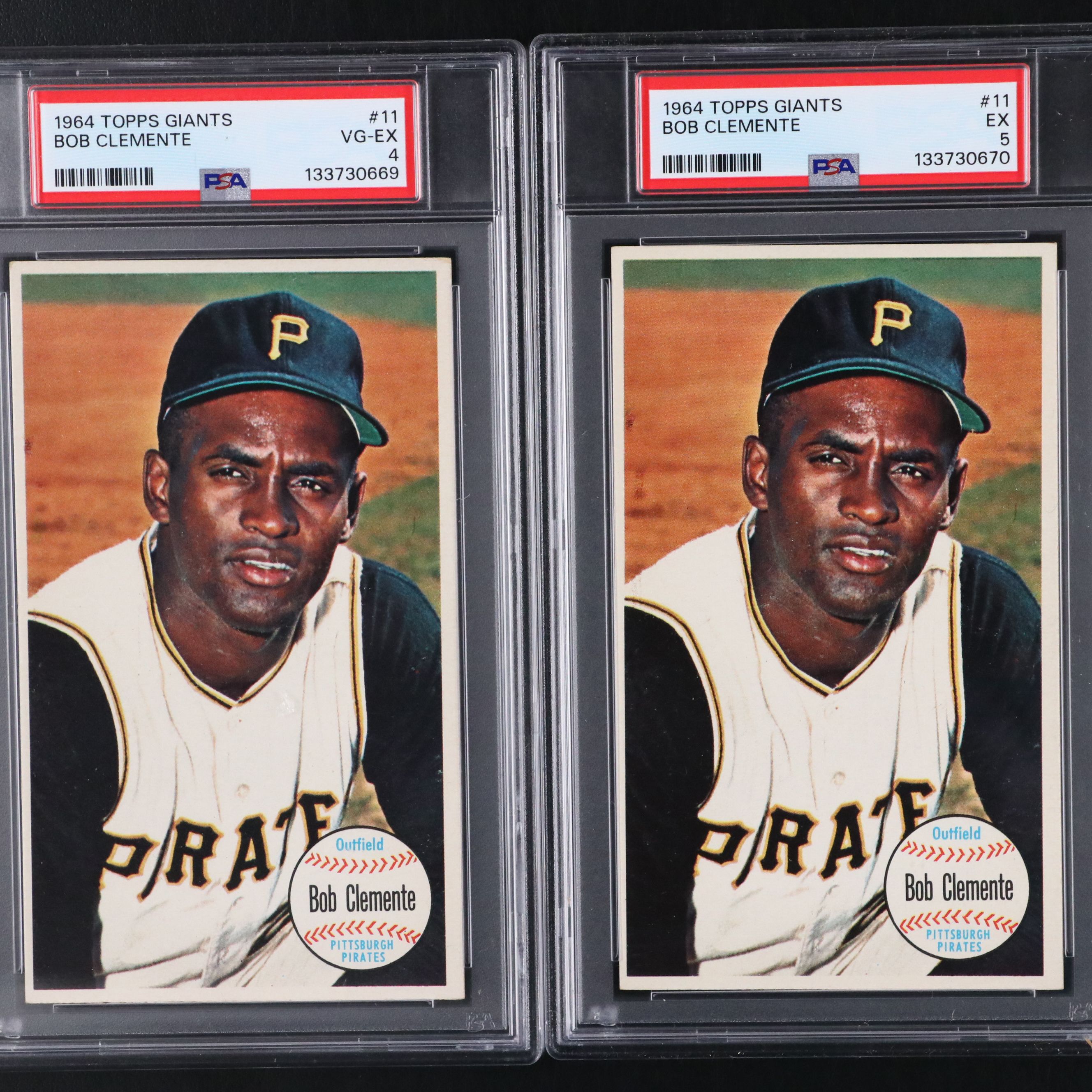 Vintage PSA Graded 1964 Topps Roberto Clemente and Frank Robinson Baseball Cards