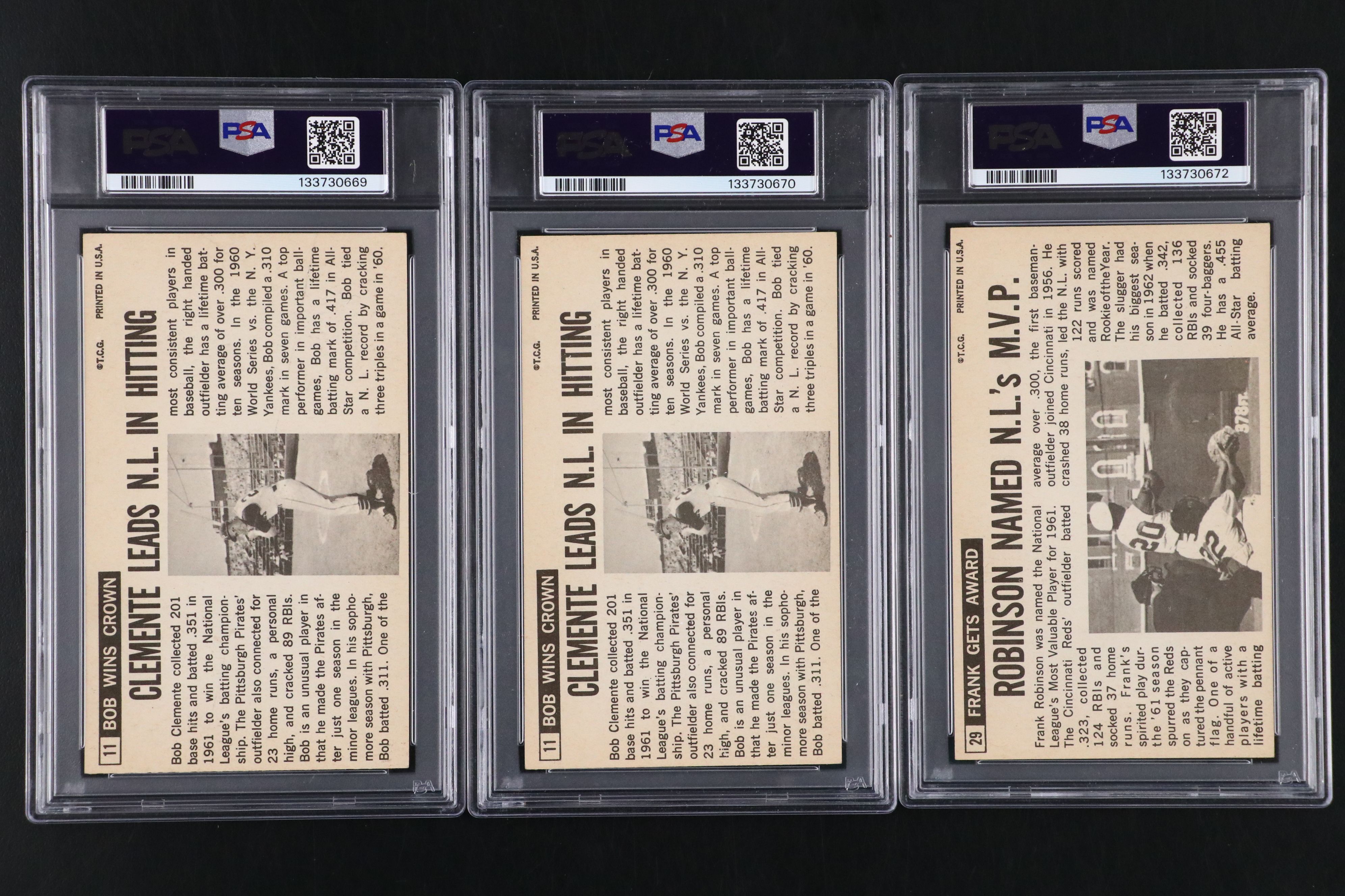 Vintage PSA Graded 1964 Topps Roberto Clemente and Frank Robinson Baseball Cards