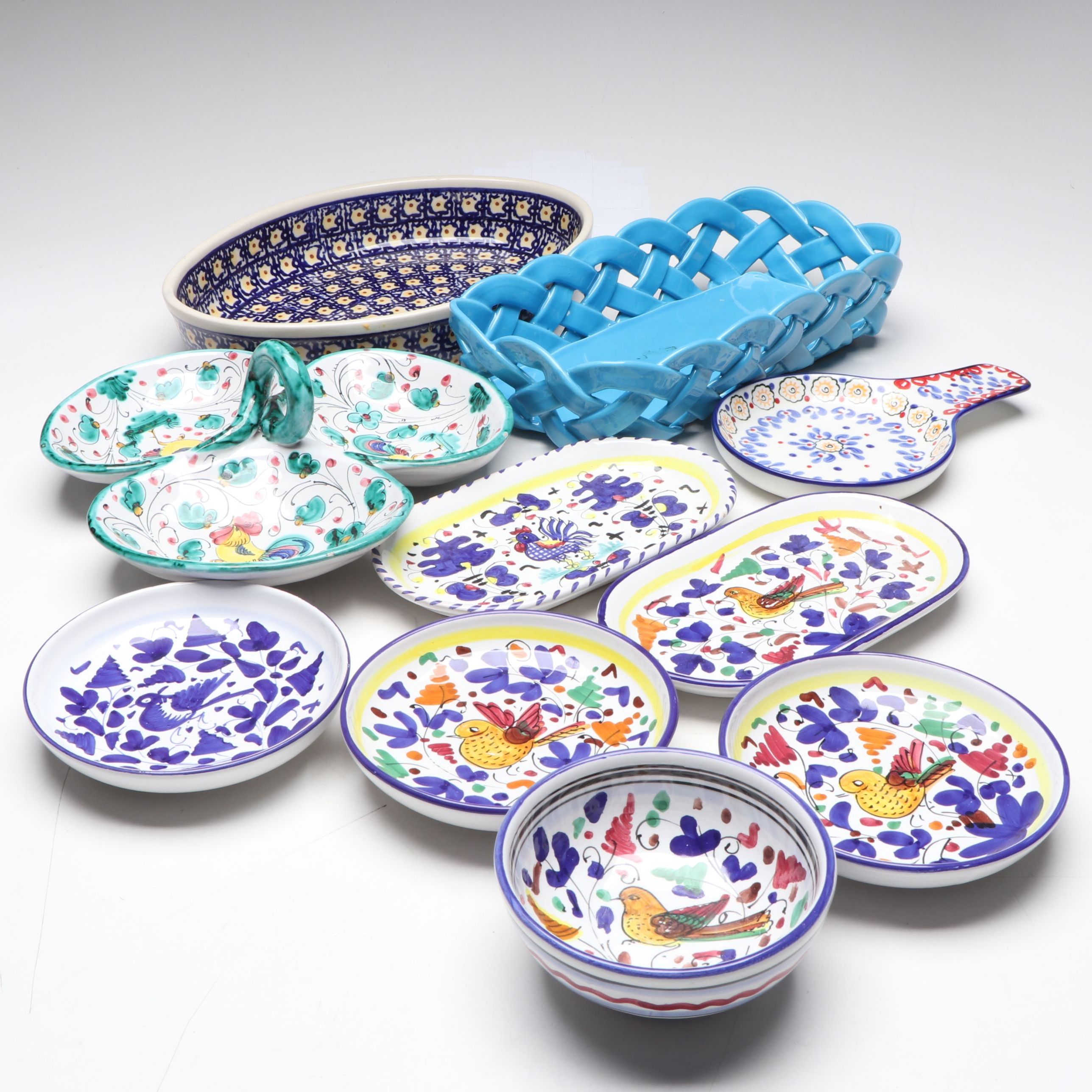 Bolesławiec Flat Oval Bowl with Italian Ceramic Serveware