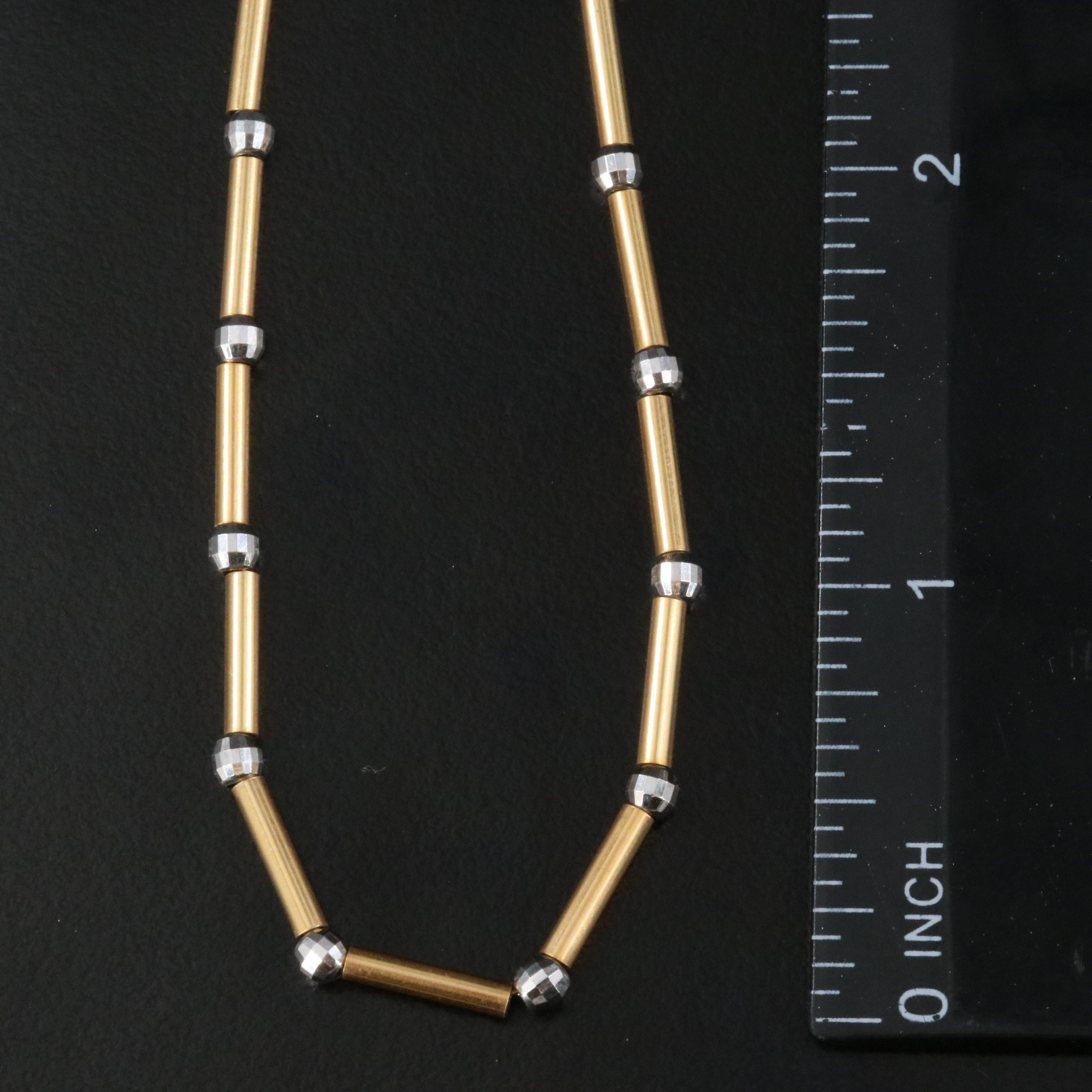 14K Two-Tone Bar and Bead Bracelet
