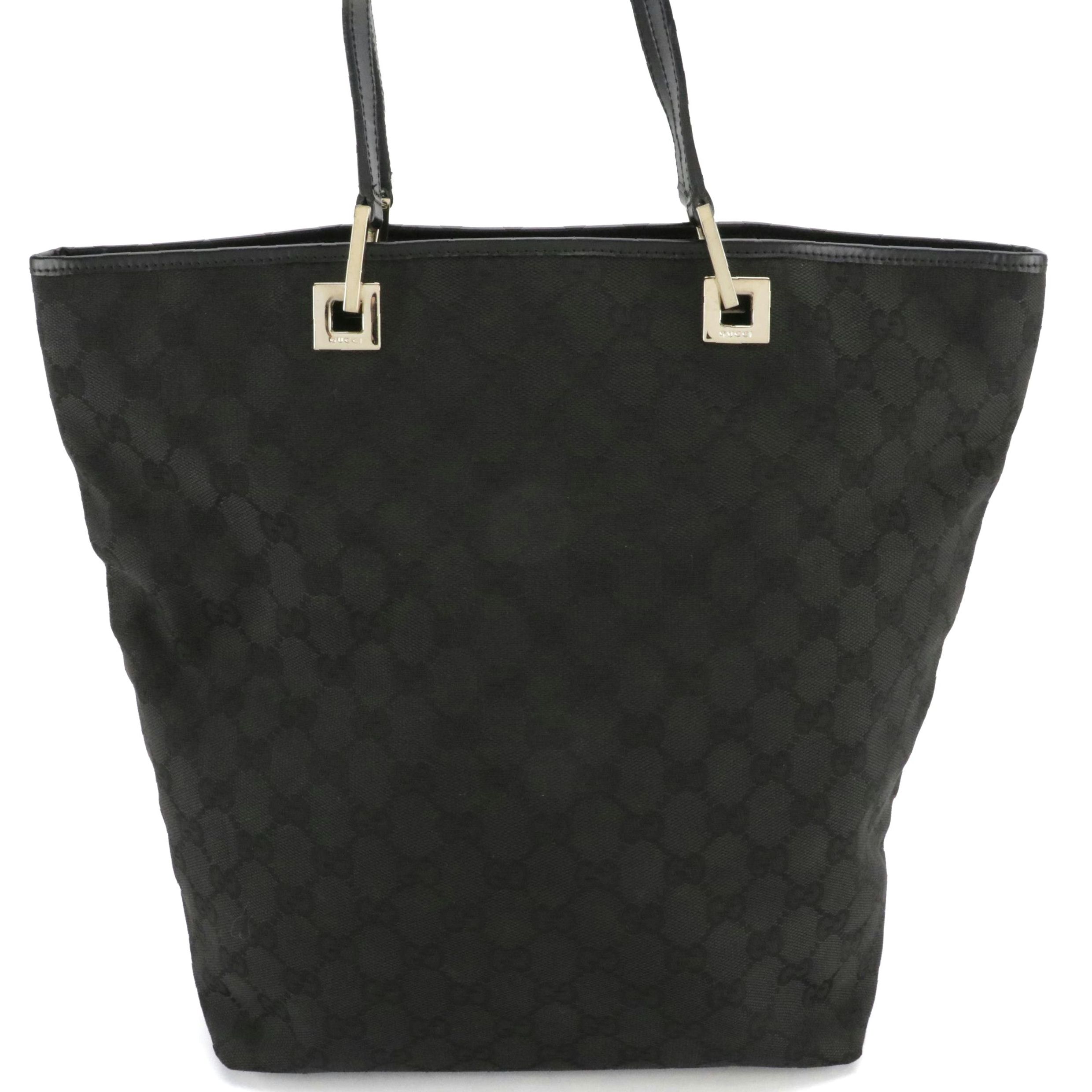 Gucci Medium Eclipse Tote in Black GG Canvas and Leather