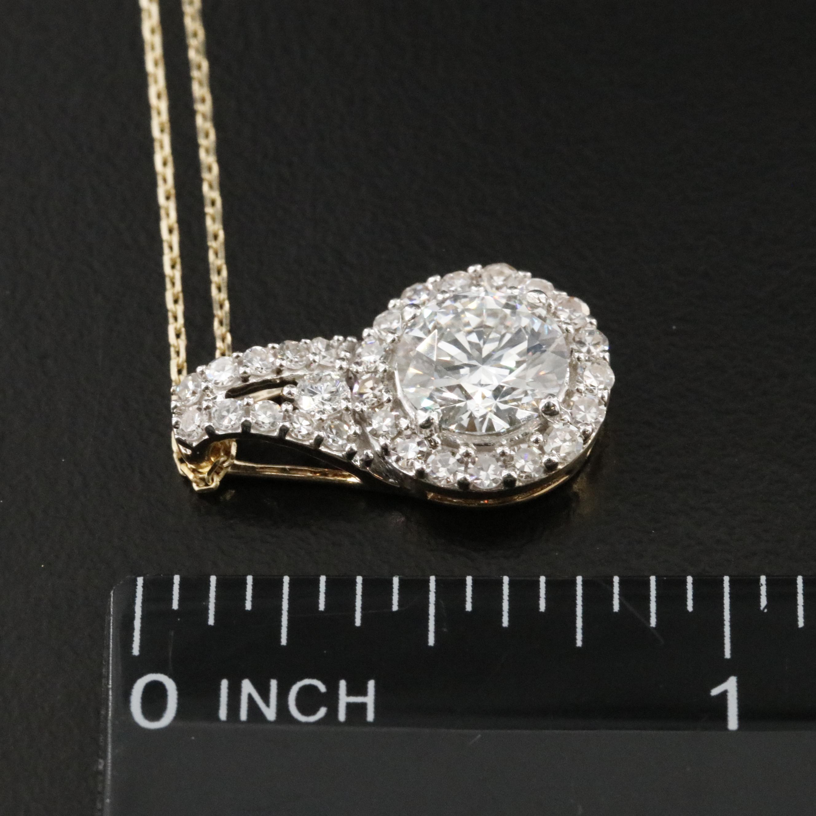 14K 2.56 CTW Lab Grown Diamond Pendant Necklace with Online GIA Report