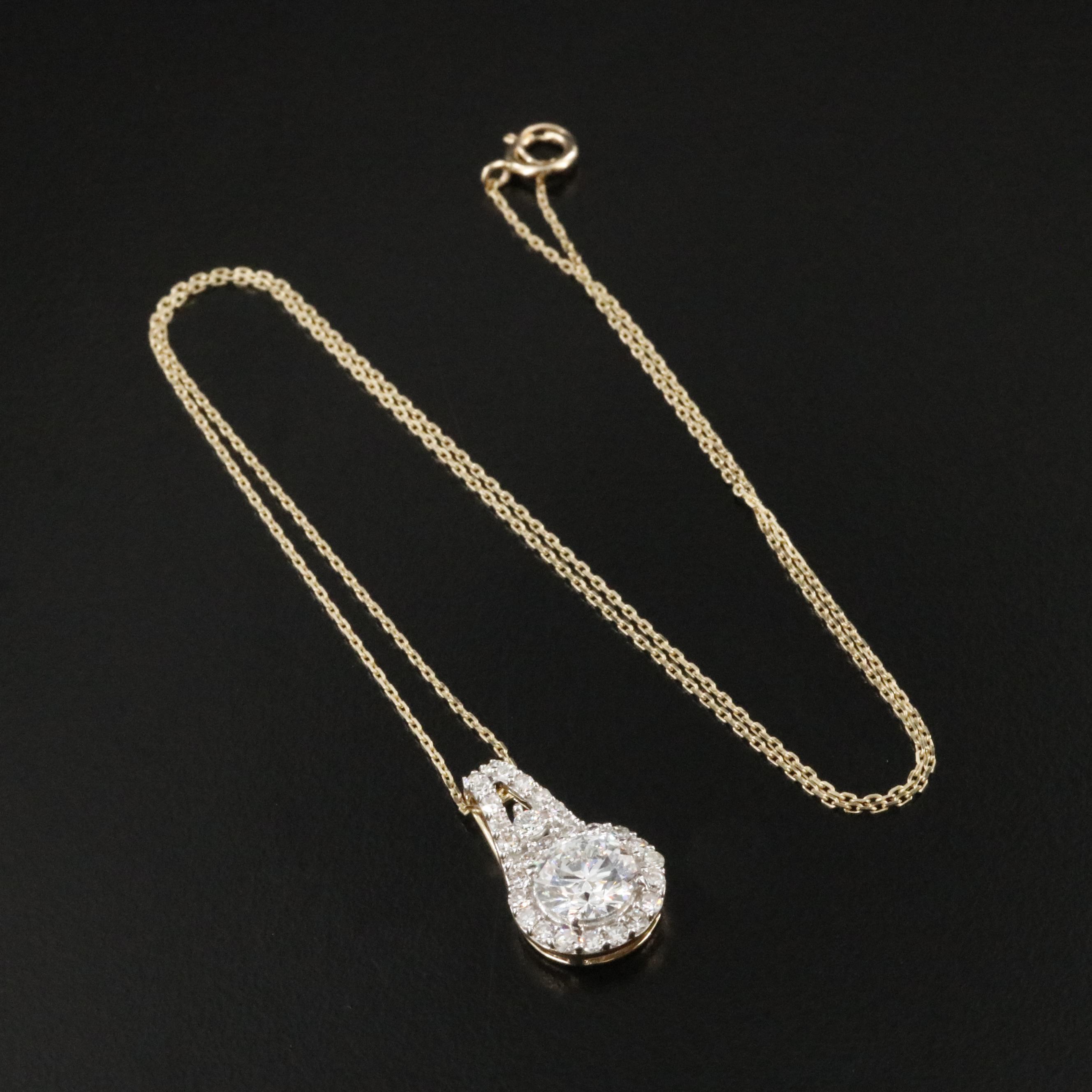 14K 2.56 CTW Lab Grown Diamond Pendant Necklace with Online GIA Report