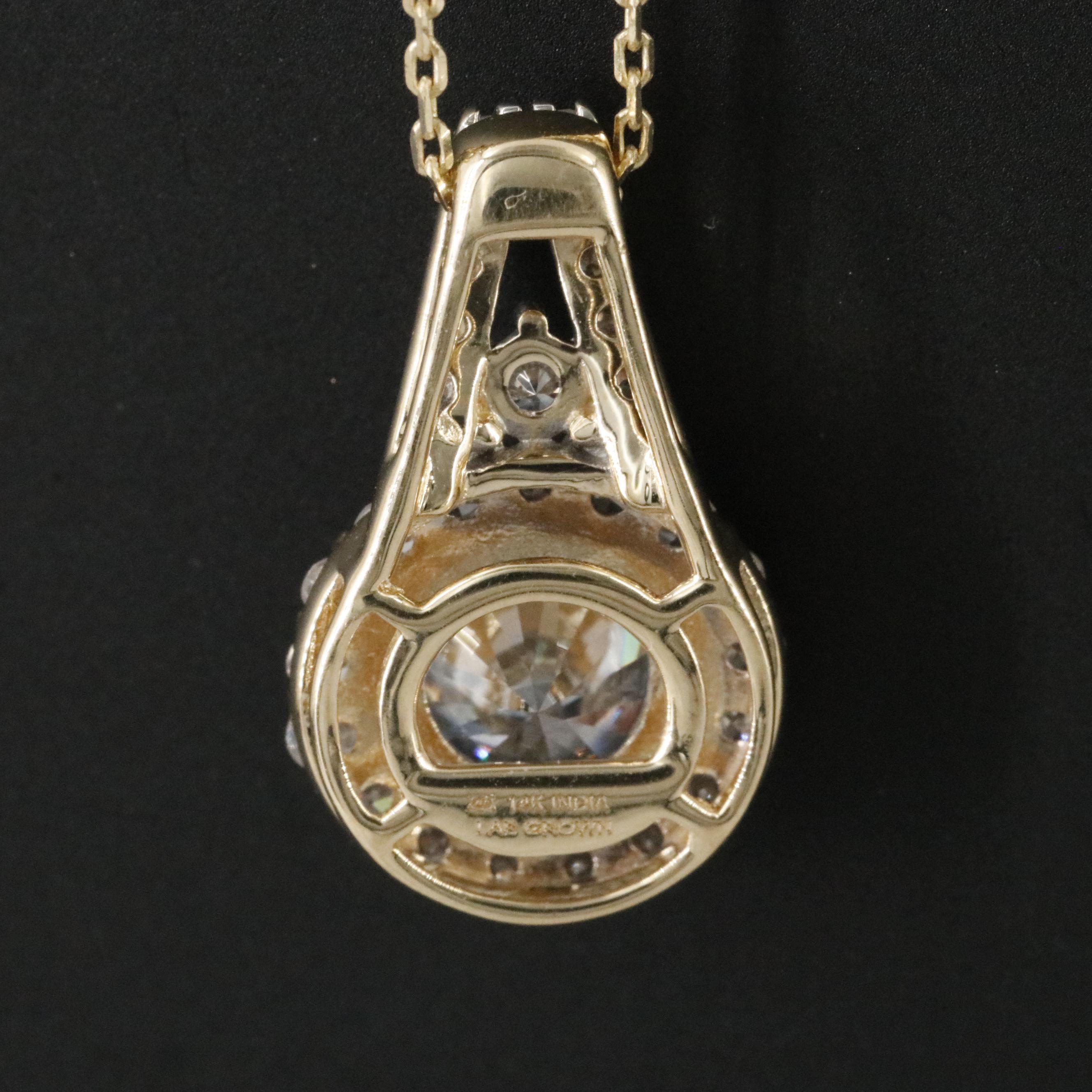 14K 2.56 CTW Lab Grown Diamond Pendant Necklace with Online GIA Report