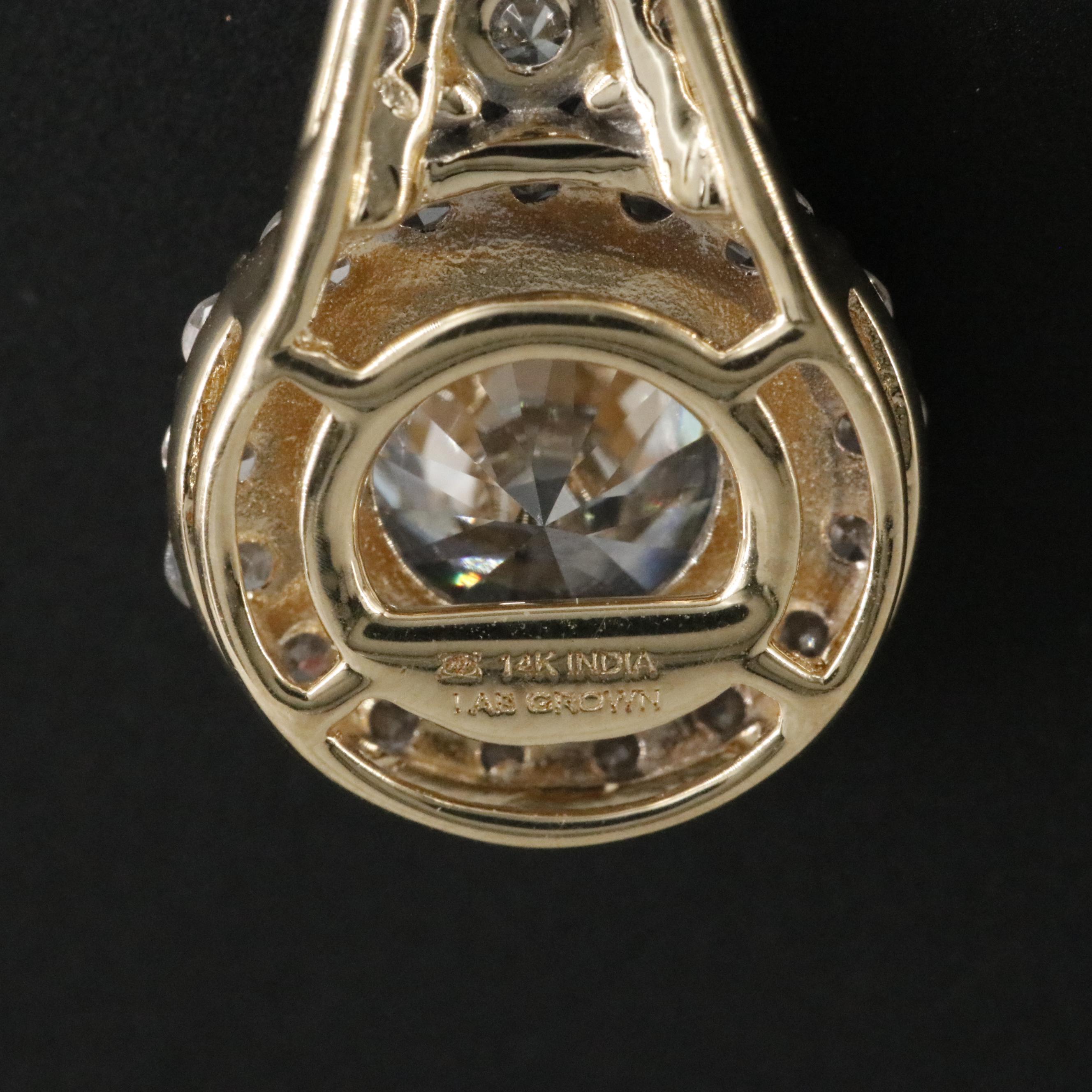 14K 2.56 CTW Lab Grown Diamond Pendant Necklace with Online GIA Report