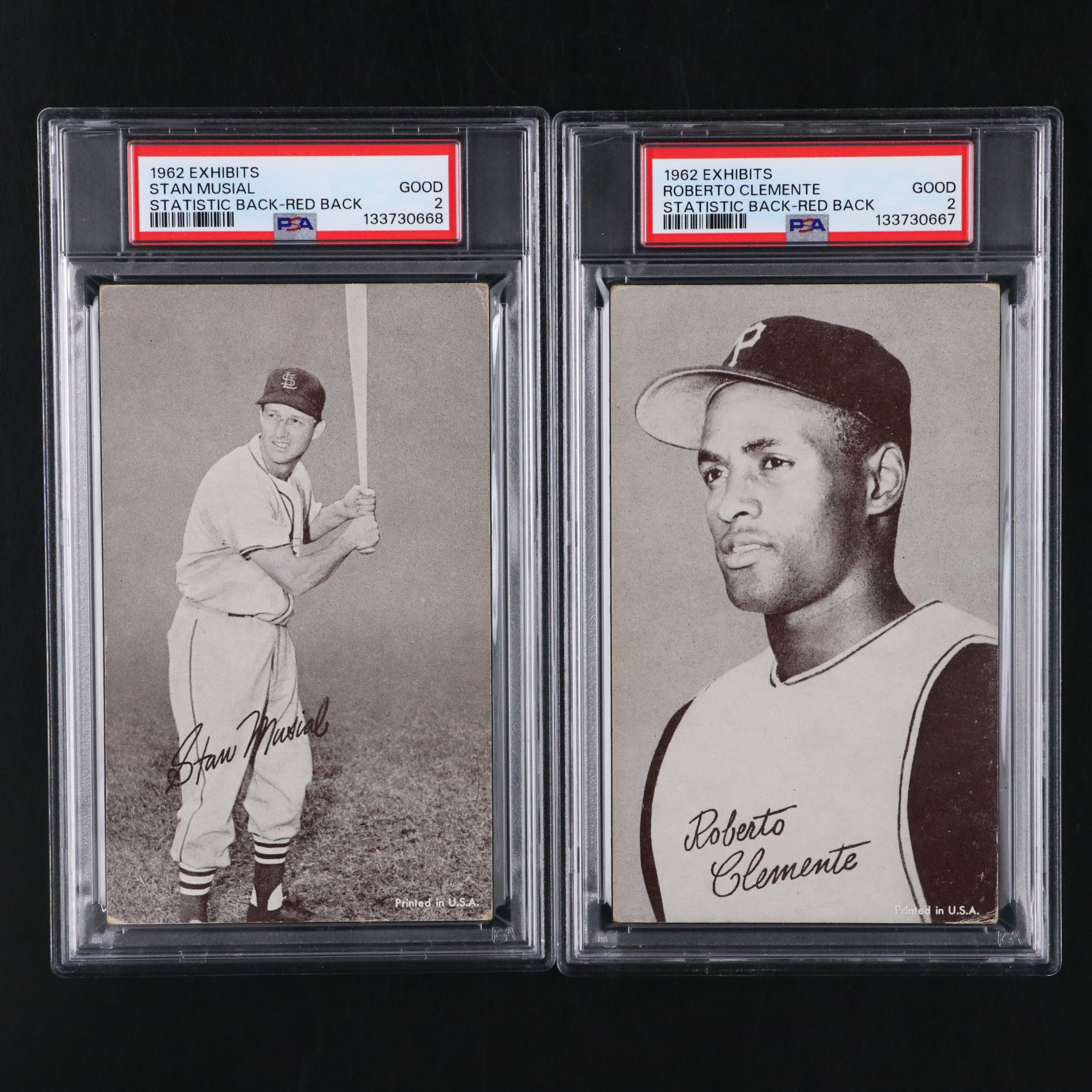 PSA Graded 1962-1963 Baseball Exhibit Cards with Clemente, Aaron, Mays, & Musial