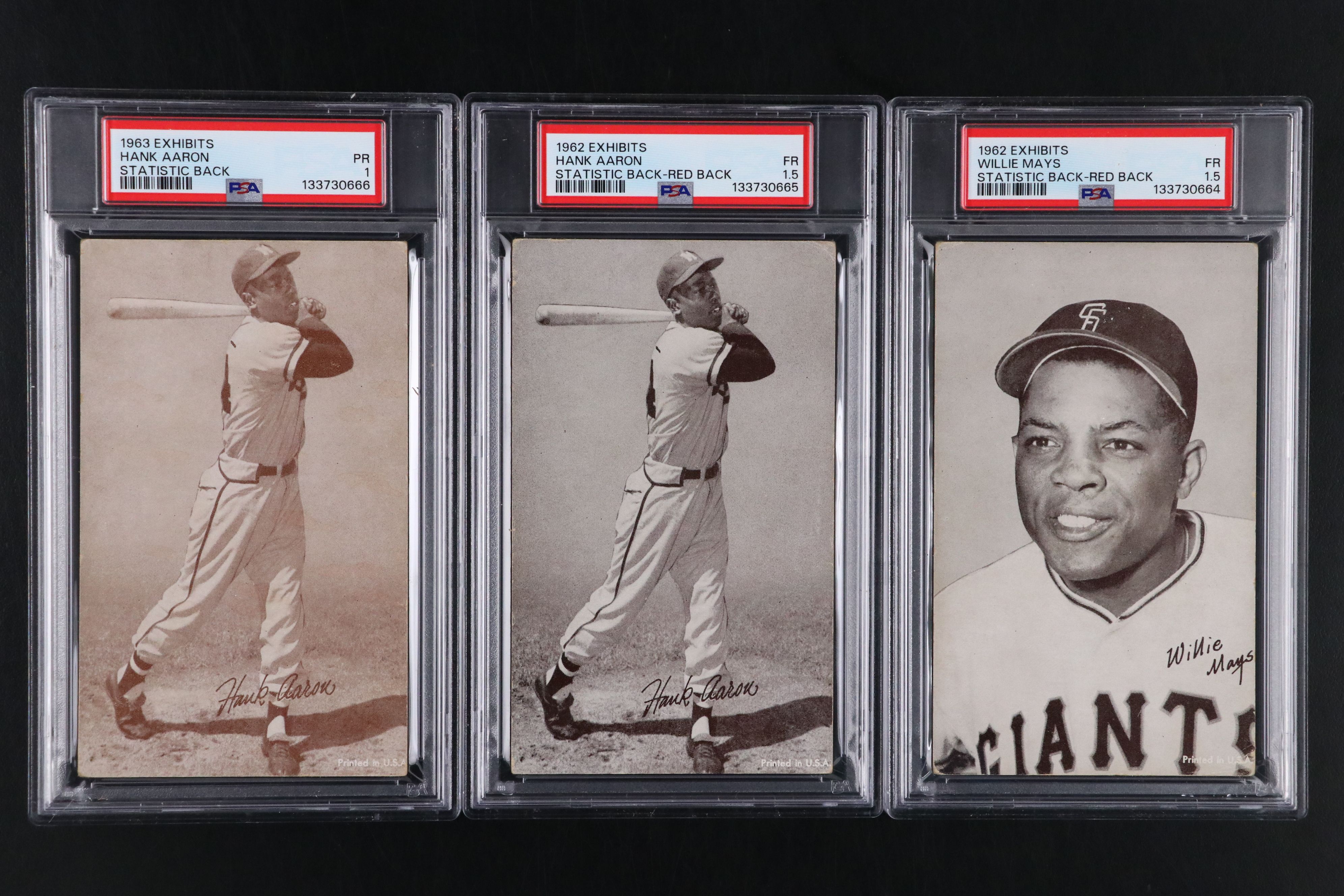 PSA Graded 1962-1963 Baseball Exhibit Cards with Clemente, Aaron, Mays, & Musial