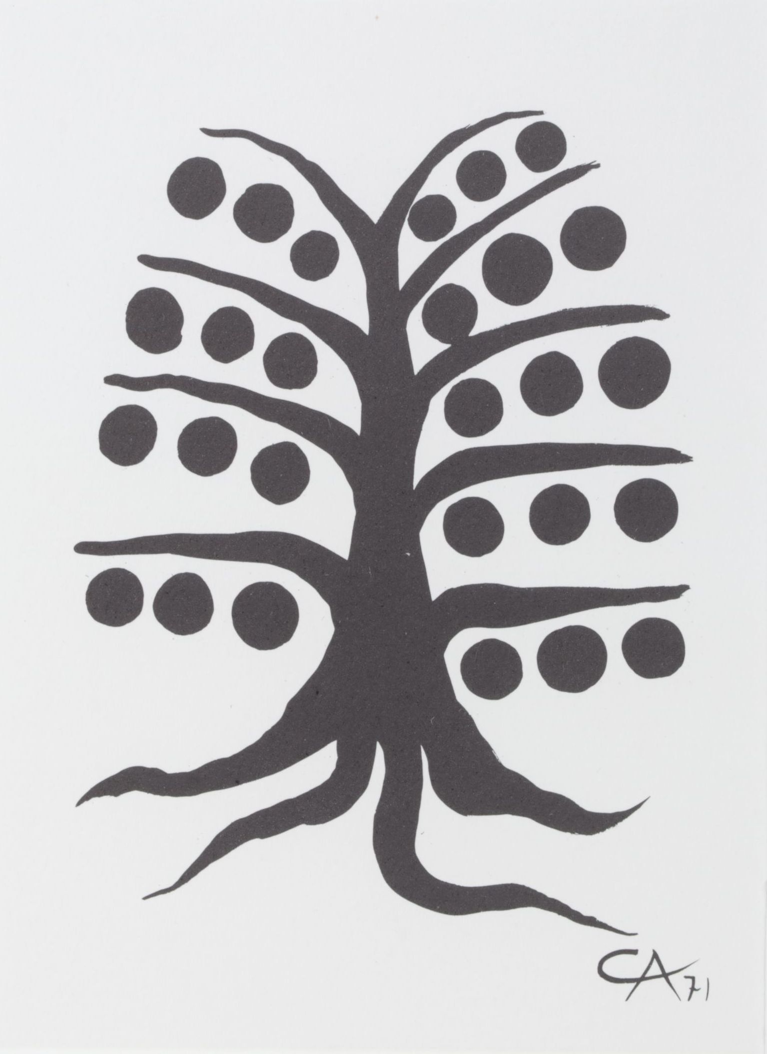 Alexander Calder Color Lithograph "Tree" for "Derrière le Miroir," 1971
