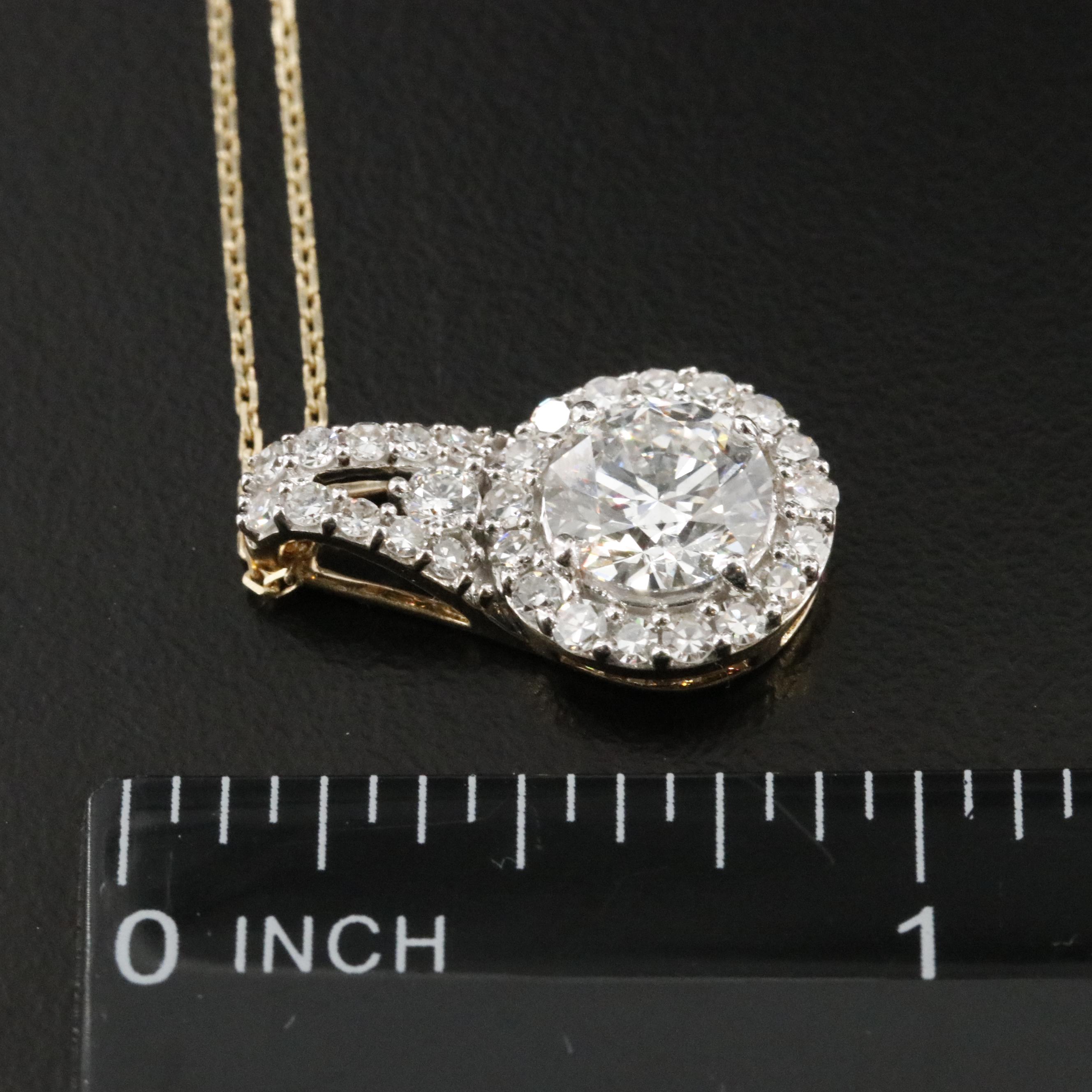 14K 2.04 CTW Lab Grown Diamond Pendant Necklace with Online GIA Report