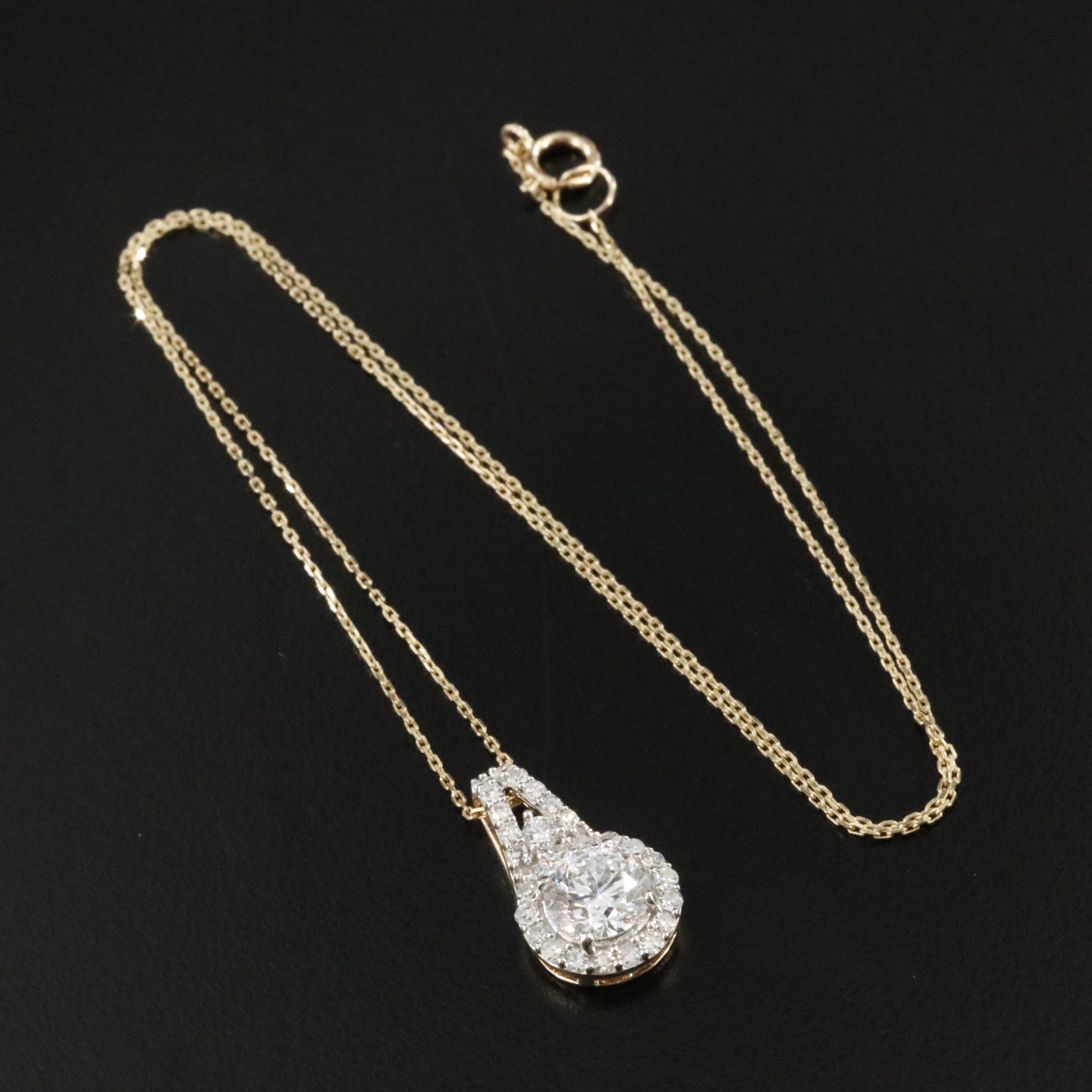 14K 2.04 CTW Lab Grown Diamond Pendant Necklace with Online GIA Report