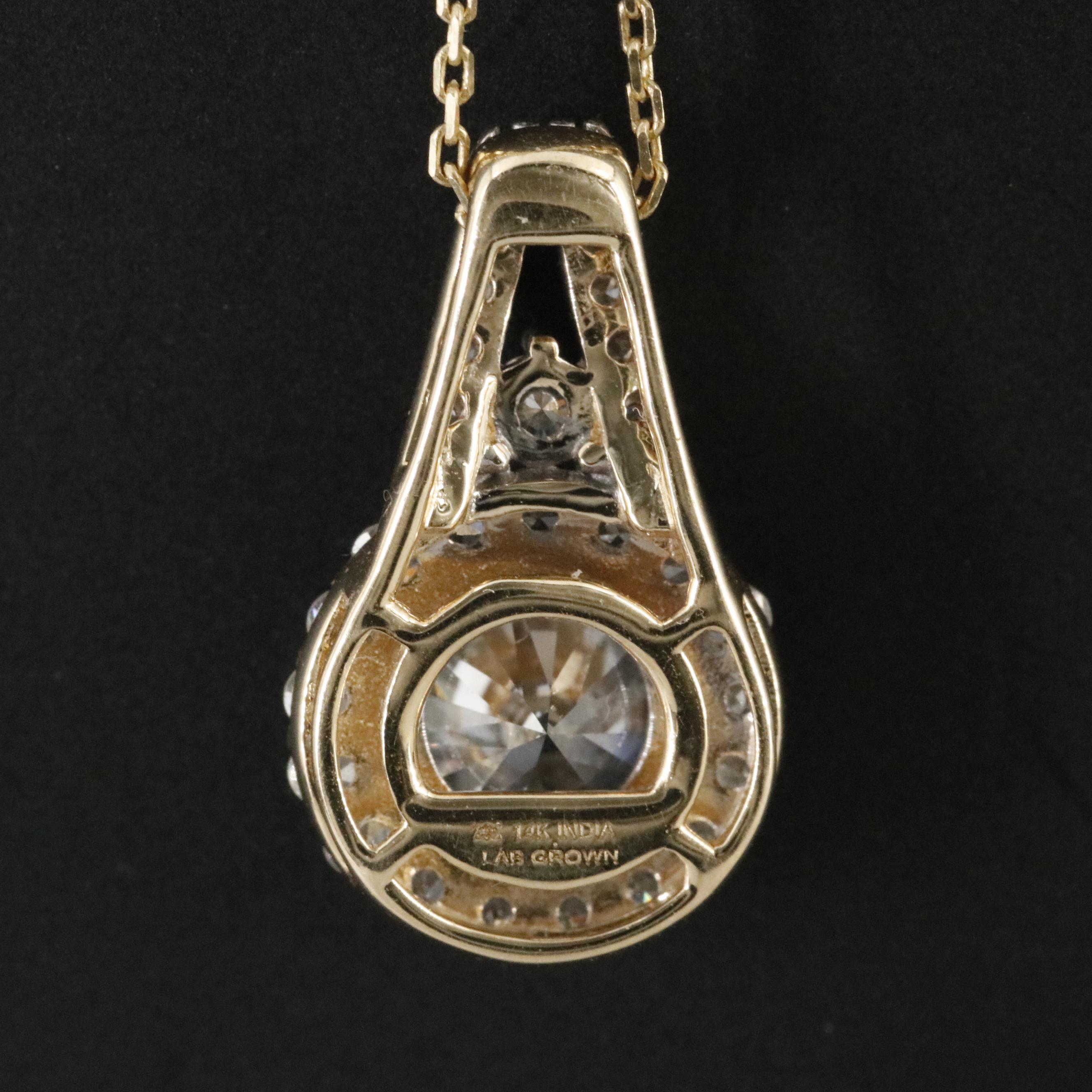 14K 2.04 CTW Lab Grown Diamond Pendant Necklace with Online GIA Report