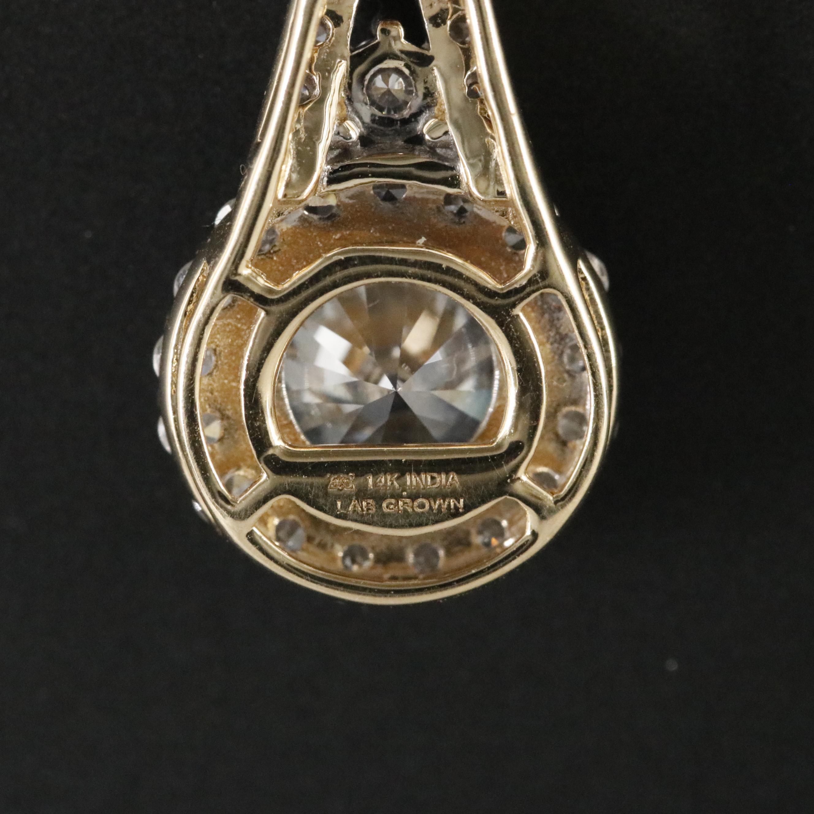 14K 2.04 CTW Lab Grown Diamond Pendant Necklace with Online GIA Report