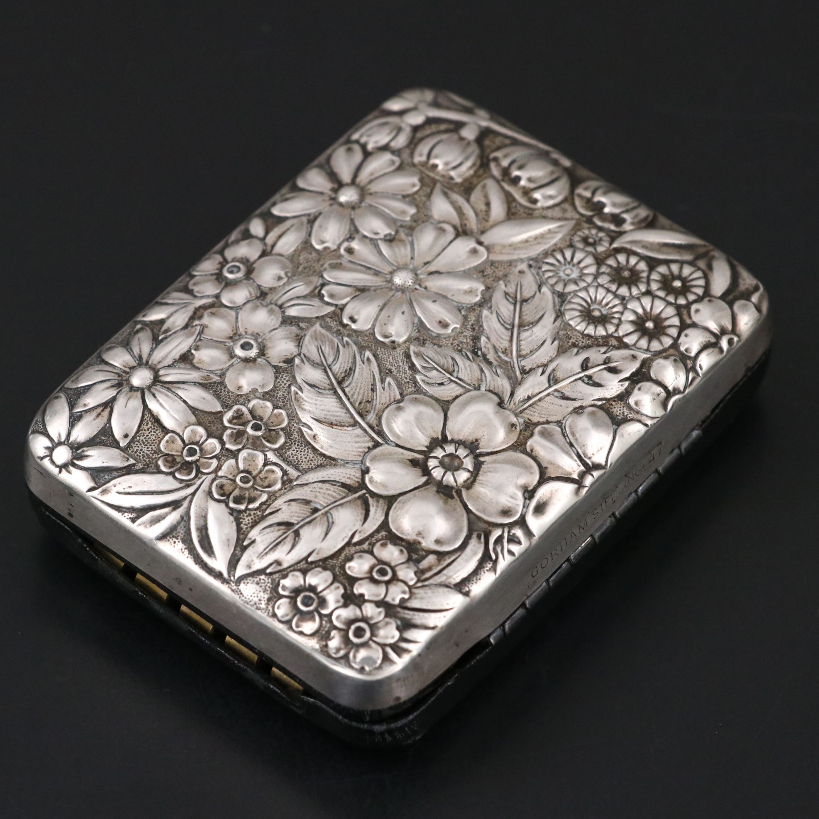 Gorham Sterling Silver Floral Repoussé Key Case, Early 20th Century