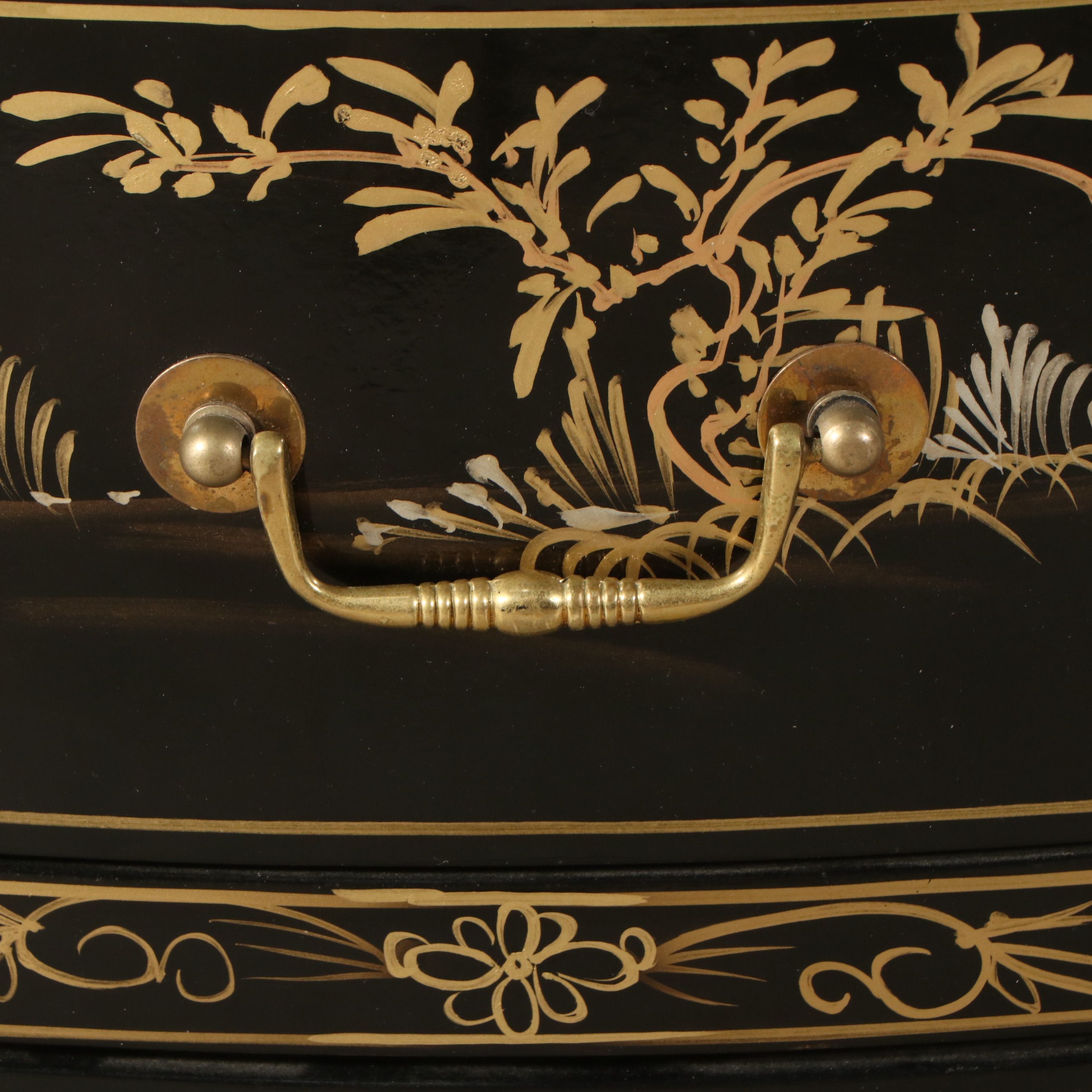 Chinese Gilt and Lacquered Wood Three-Drawer Chest, Late 20th Century