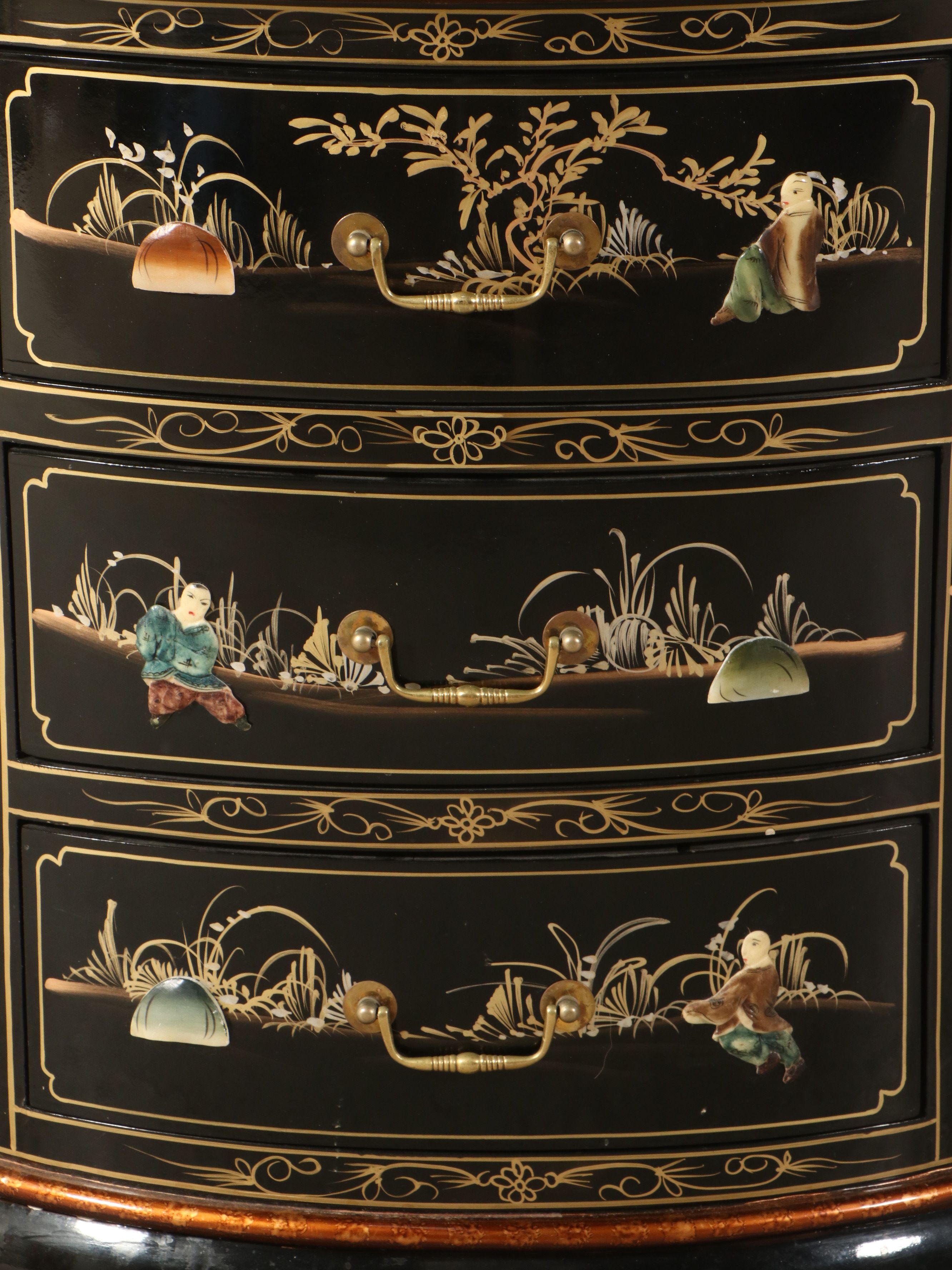 Chinese Gilt and Lacquered Wood Three-Drawer Chest, Late 20th Century