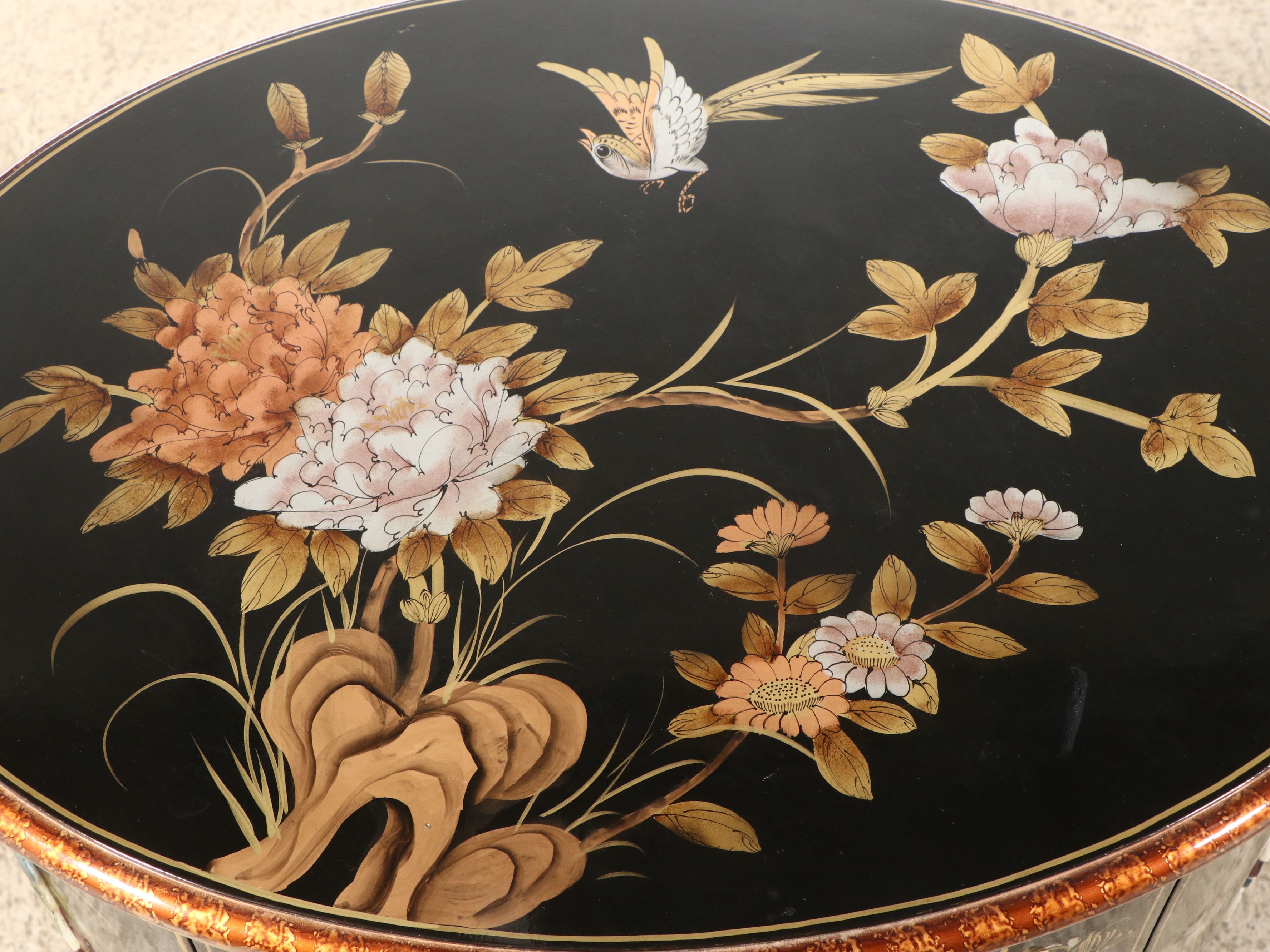 Chinese Gilt and Lacquered Wood Three-Drawer Chest, Late 20th Century