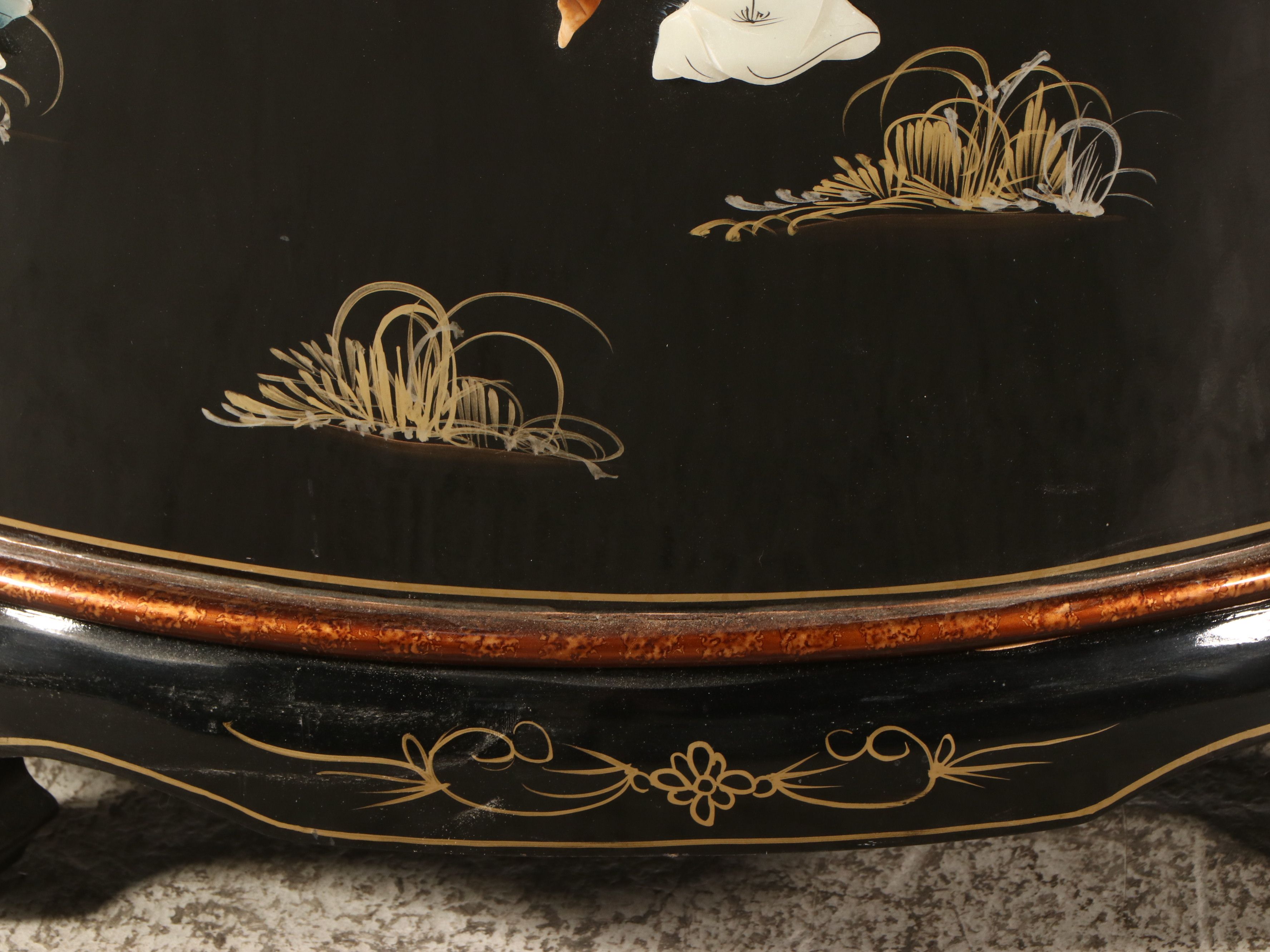 Chinese Gilt and Lacquered Wood Three-Drawer Chest, Late 20th Century