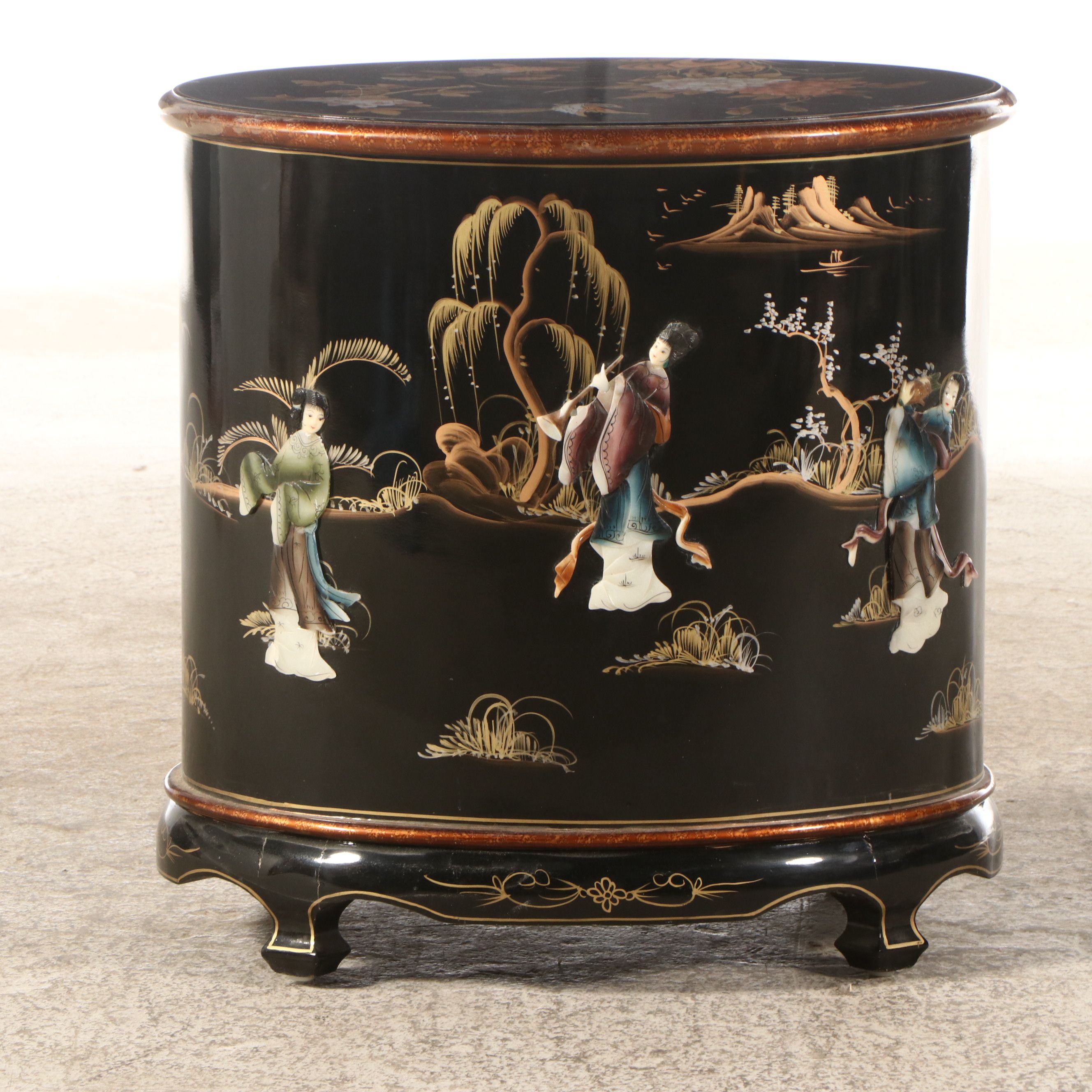Chinese Gilt and Lacquered Wood Three-Drawer Chest, Late 20th Century