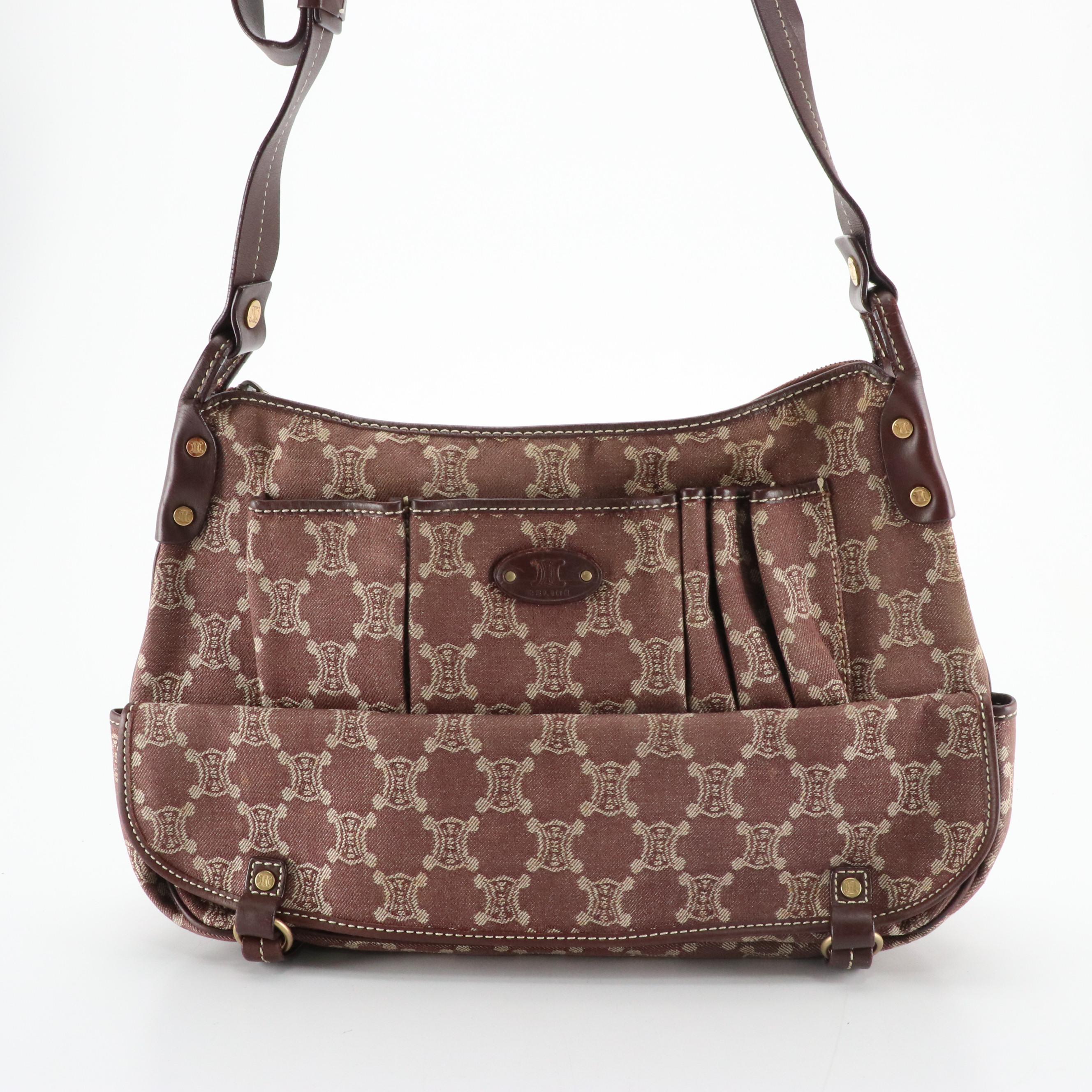 Celine Messenger Crossbody Bag in Triomphe Canvas and Leather