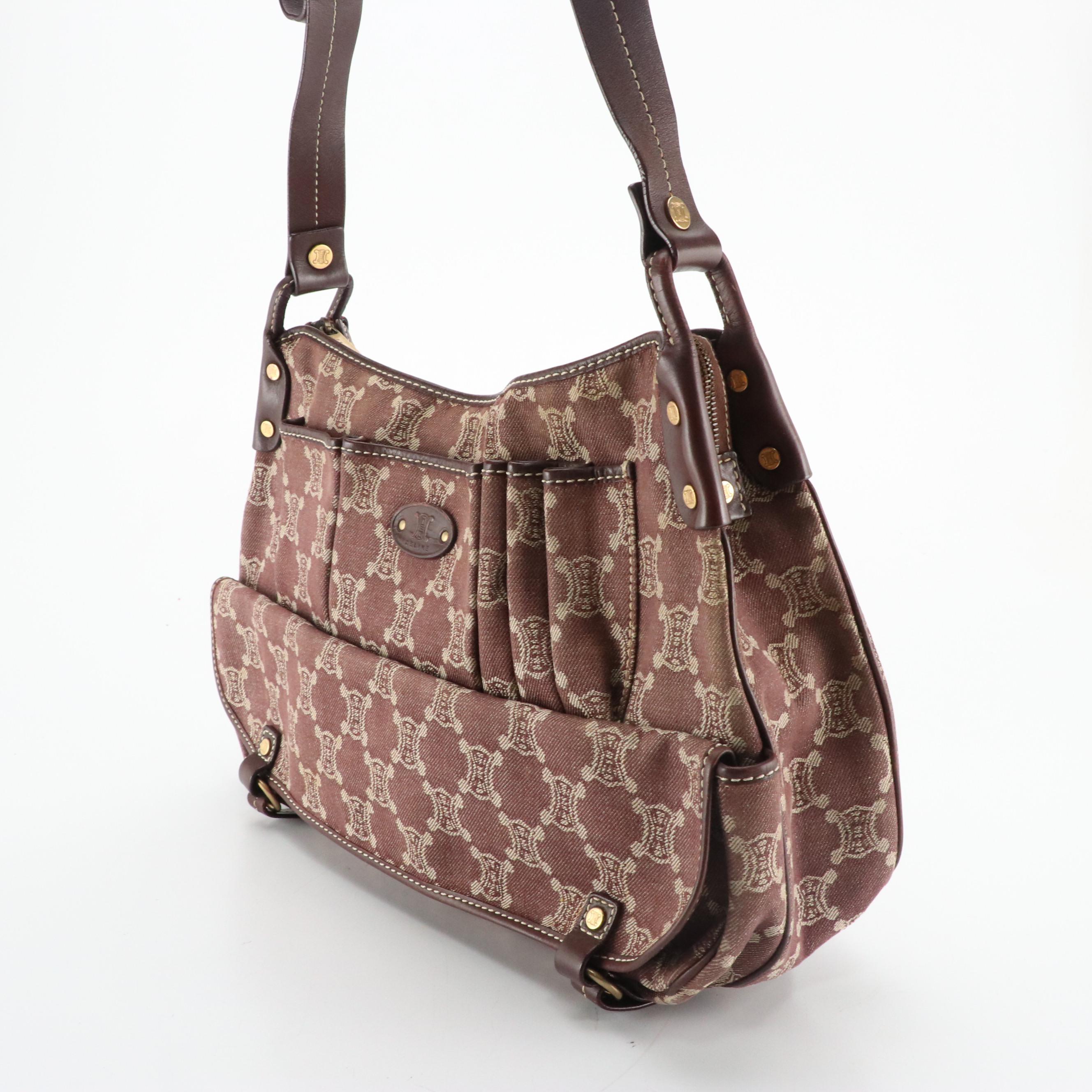 Celine Messenger Crossbody Bag in Triomphe Canvas and Leather